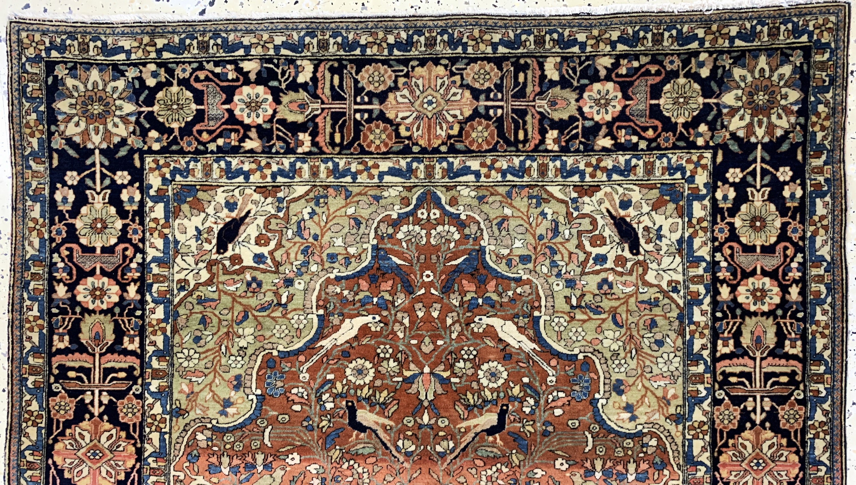 Detail e: Keschan"Mohtescham"fein antik, Persien, um 1900, Korkwolle auf Baumwolle, ca. 200 x 133 cm, EHZ: 2-3(fachkundig gereinigt).