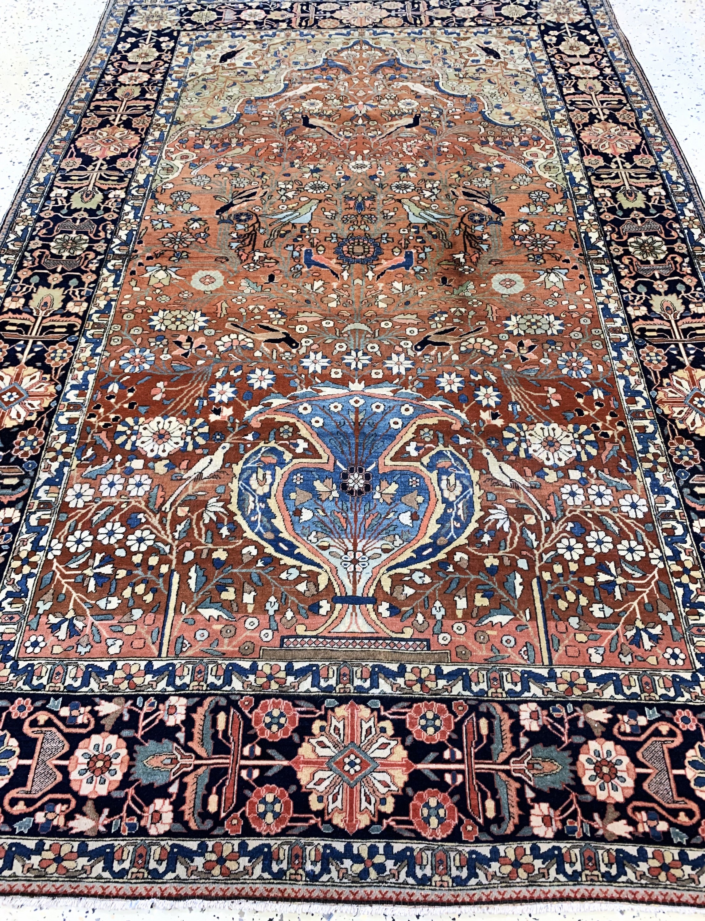 Detail f: Keschan"Mohtescham"fein antik, Persien, um 1900, Korkwolle auf Baumwolle, ca. 200 x 133 cm, EHZ: 2-3(fachkundig gereinigt).