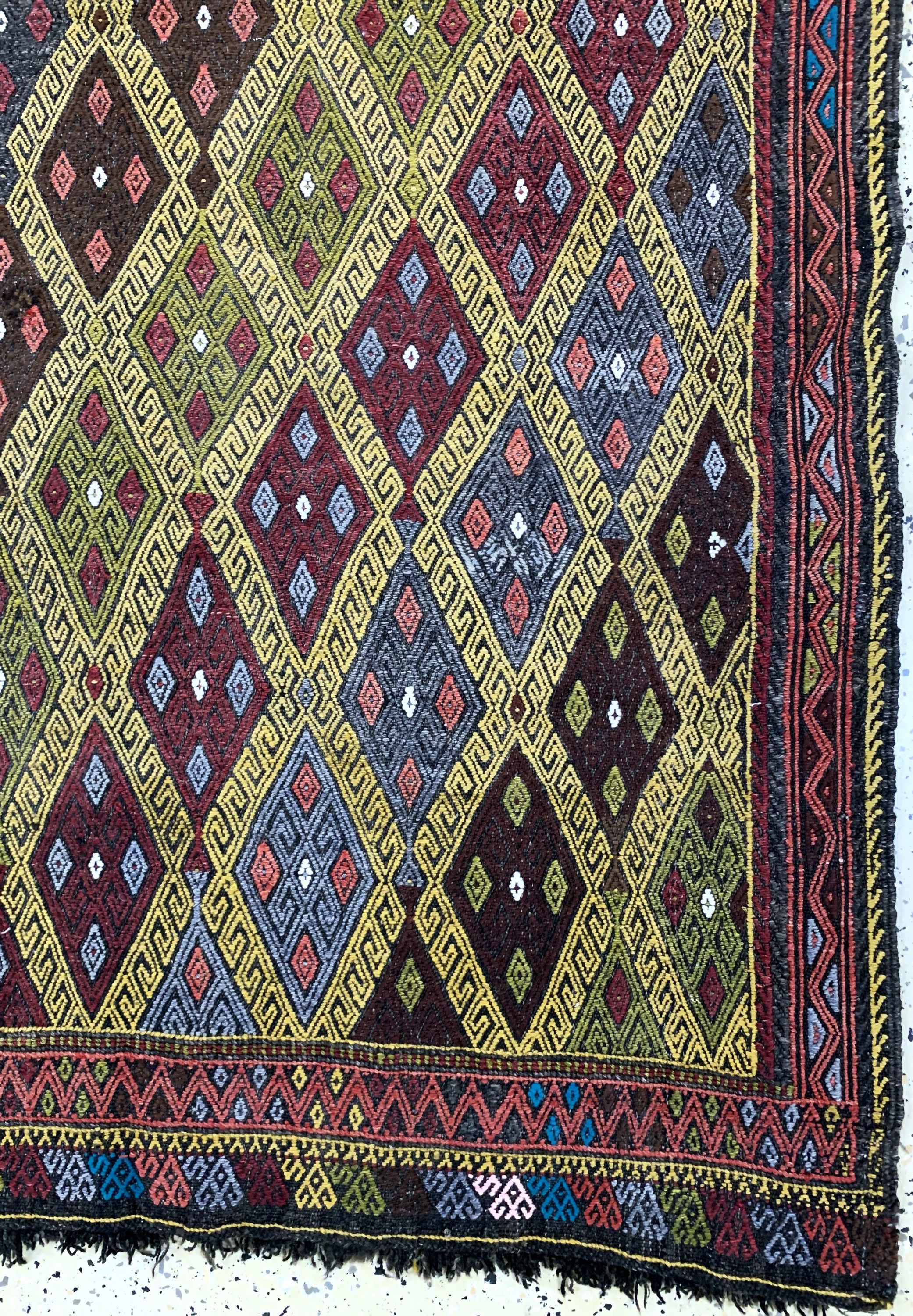 Detail a: Cicim alt, Türkei, Mitte 20.Jhd, Wolle auf Wolle, ca. 270 x 190 cm, EHZ: 2, (kleine Reparaturen)
