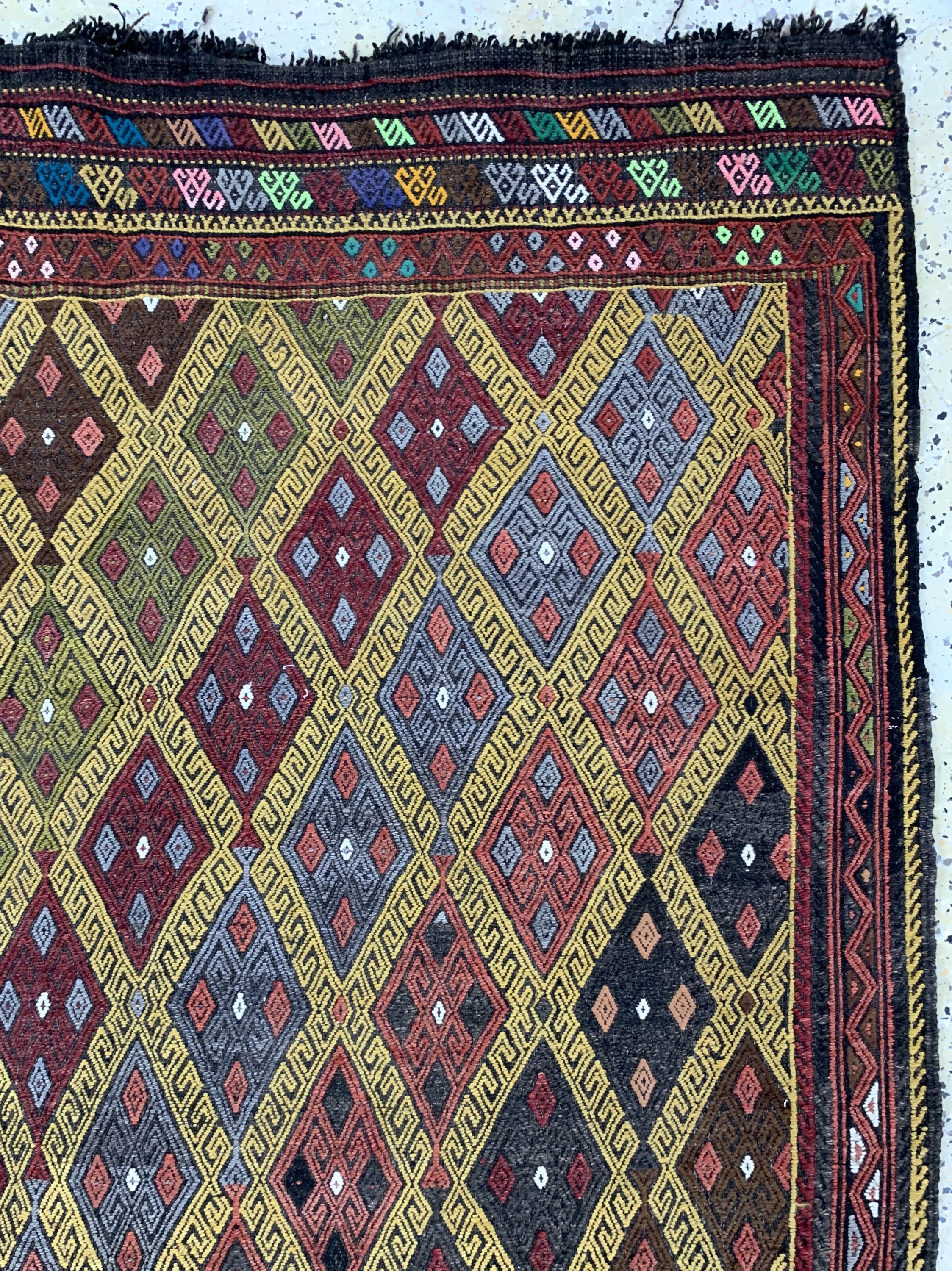 Detail d: Cicim alt, Türkei, Mitte 20.Jhd, Wolle auf Wolle, ca. 270 x 190 cm, EHZ: 2, (kleine Reparaturen)