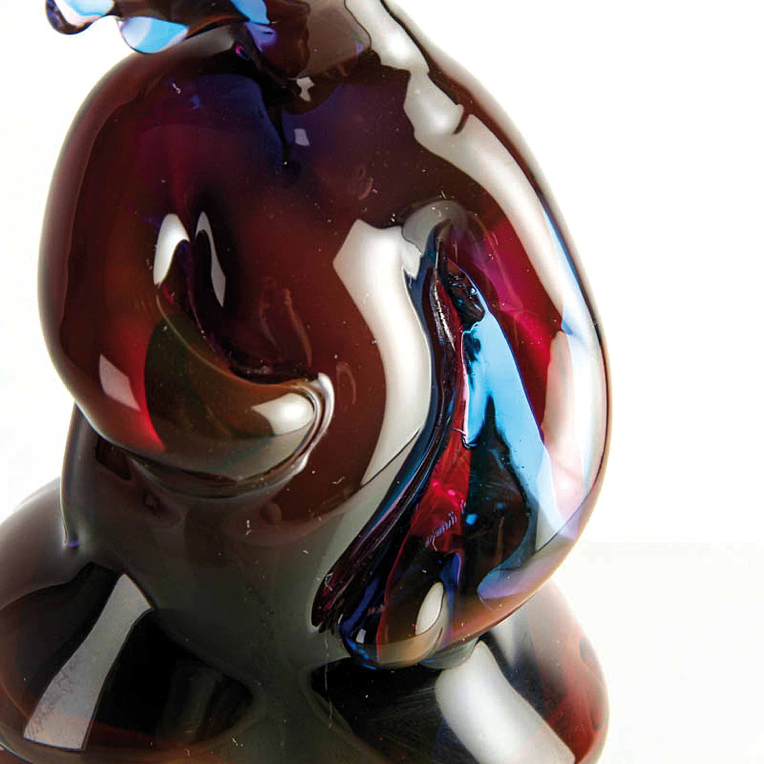 Detail c: Glasfigur Pulcinella, Cenedese, Murano, Unikat, Überfangglas in braun und blau, Pulcinella aus der Commedia dell'arte, H. 22 cm