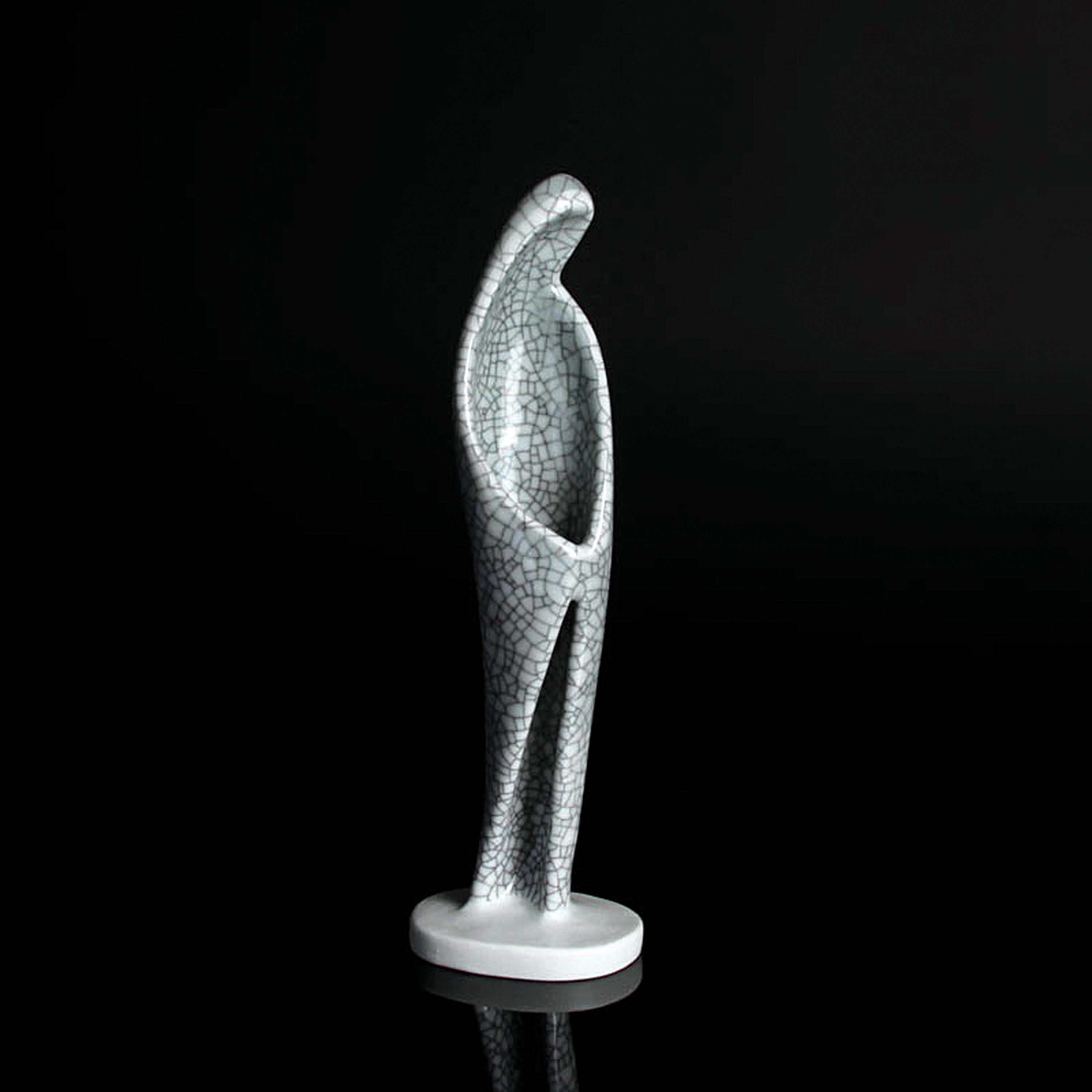 Porzellanfigur Madonna, Rosenthal, Entw. Hans Stangl, Porzellan, grauer Krakéledekor, H. 27 cm