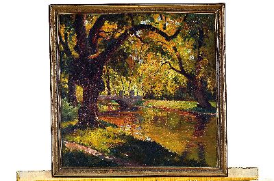 26908461k - Unbekannter wohl Münchener Maler, Anfang 20 .Jh., Parklandschaft in Mainz, ...