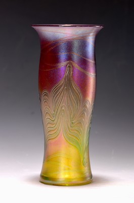 Image Glasziervase, Eisch, 2.Hälfte 20.Jh., mundgeblasener Glaskorpus, eingekämmter ...