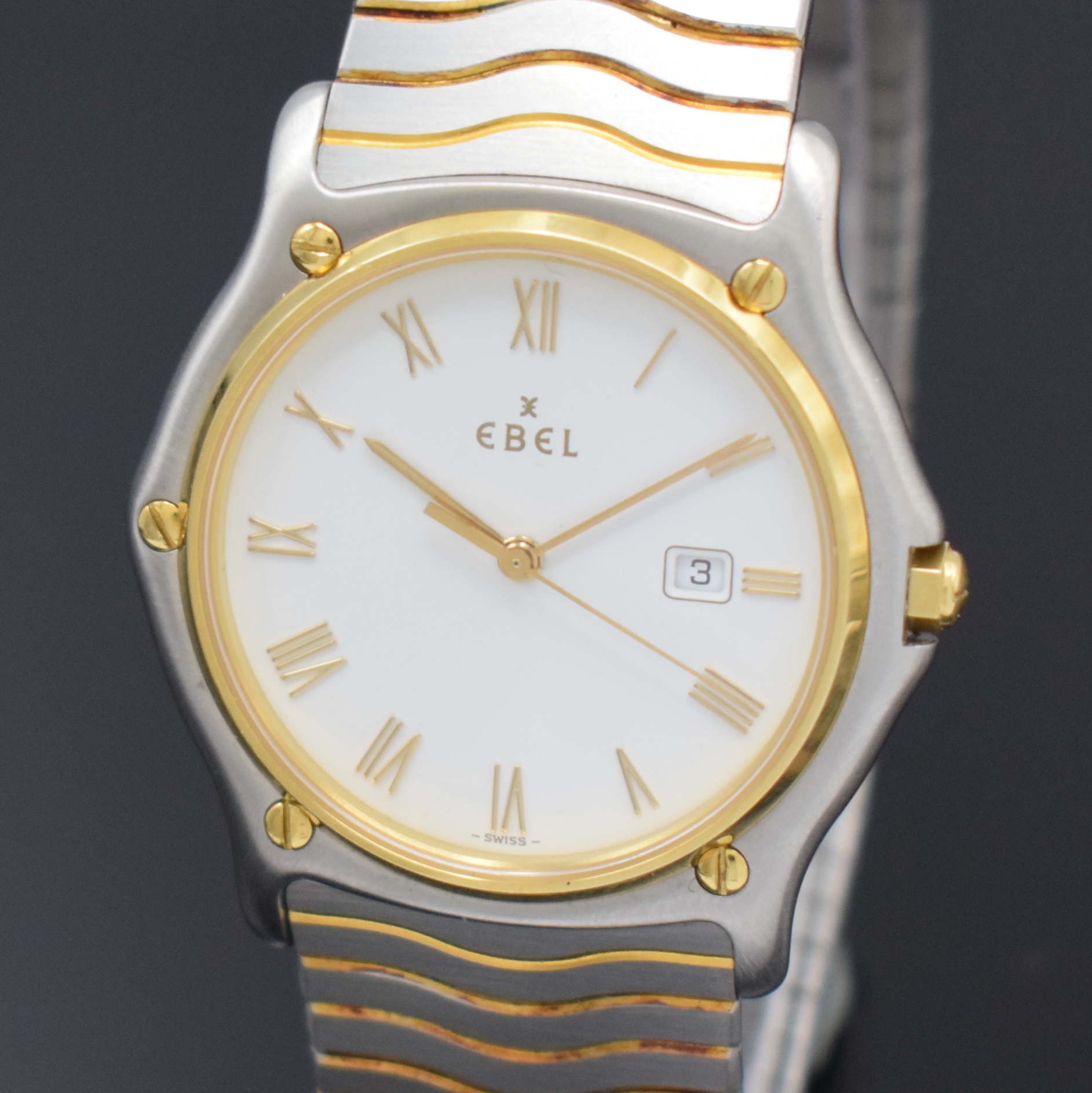Detail a: EBEL Armbanduhr Sport Classic Referenz 183903, Schweiz verk. lt. Pap. am 07/1993, quarz, Edelstahl/Gold kombiniert inkl. orig. Wellengliederband m. ...