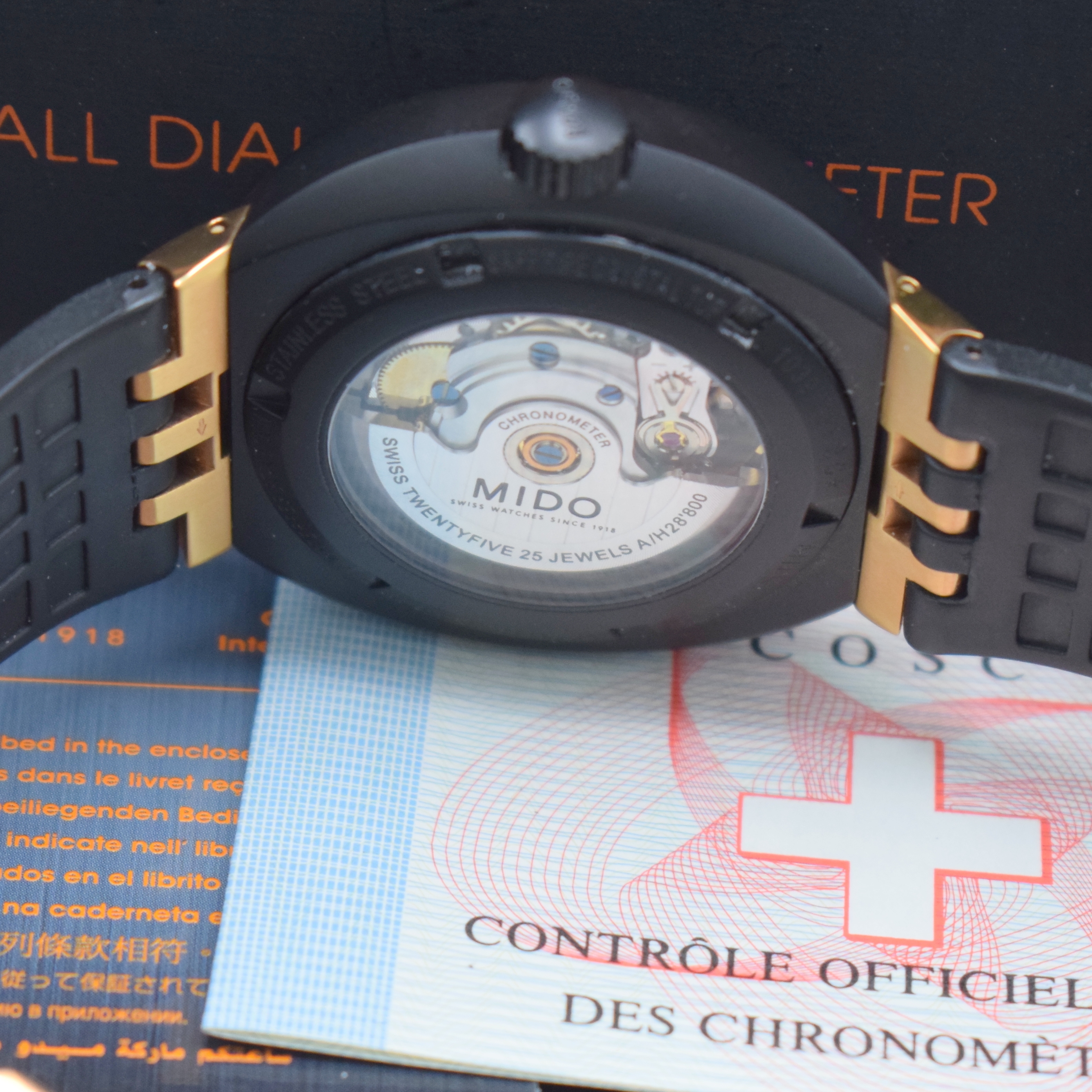 Detail d: MIDO All Dial auf 900 Stück limitierter Armbandchronometer Referenz M8340A, Schweiz um 2008, Automatik, Edelstahl Geh., beids. vergl., Boden u. ...