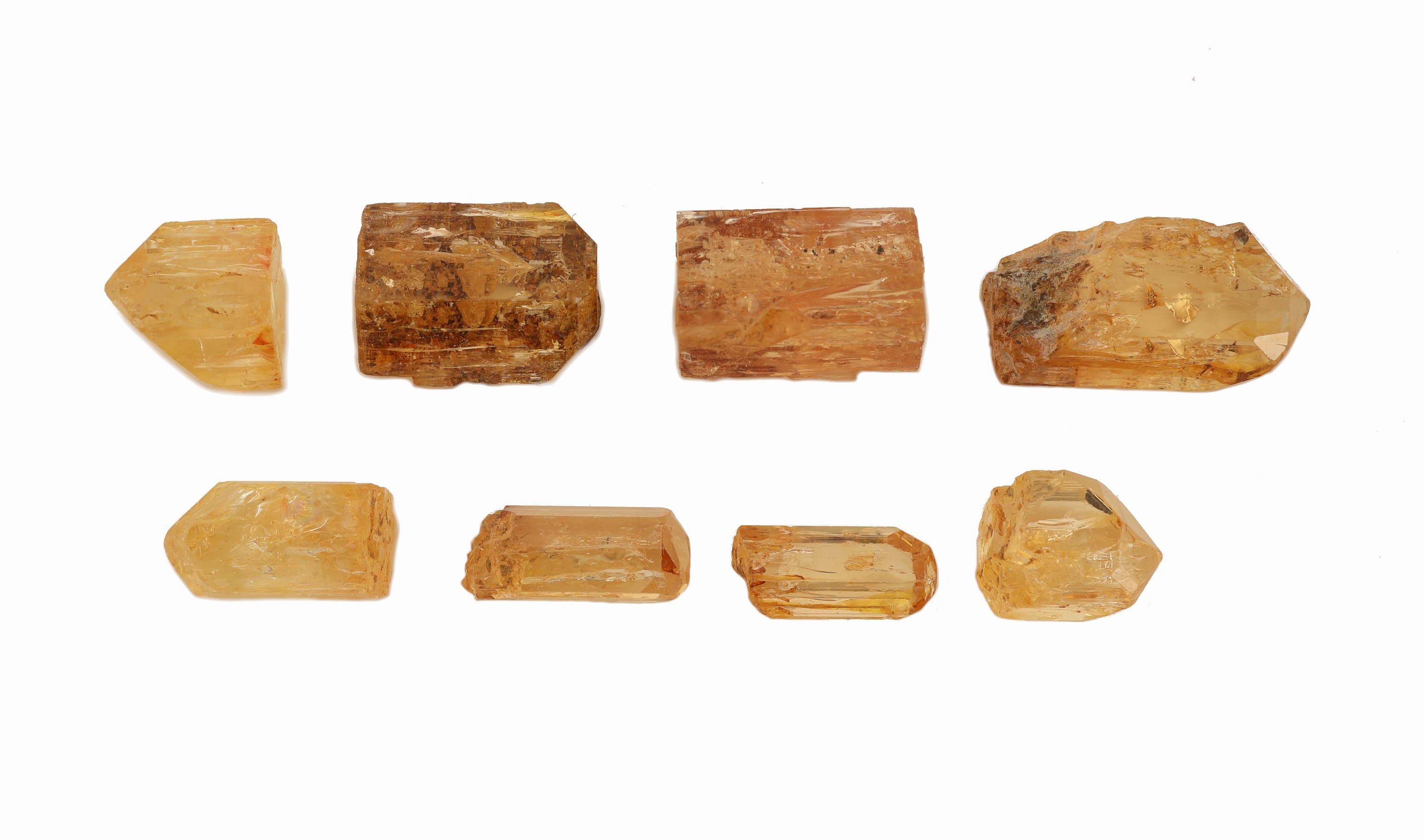 Lot 8 lose facett. Imperial Topas Rohsteine, zus. 108.53 ct, in versch. Größen