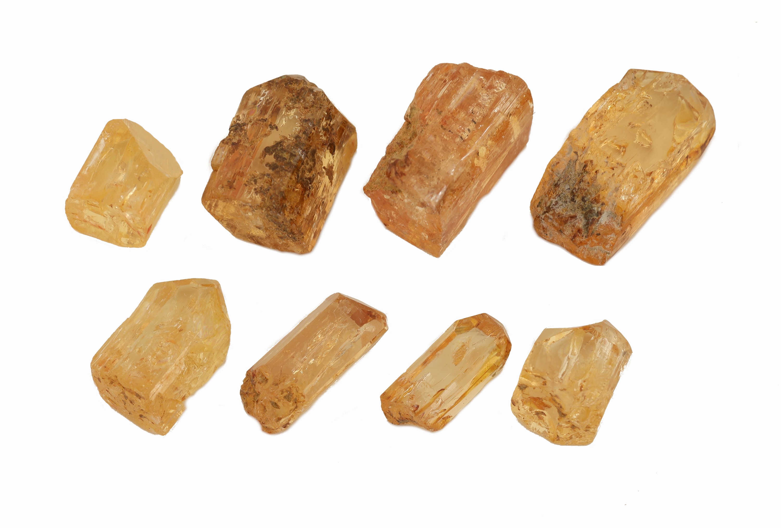 Detail a: Lot 8 lose facett. Imperial Topas Rohsteine, zus. 108.53 ct, in versch. Größen