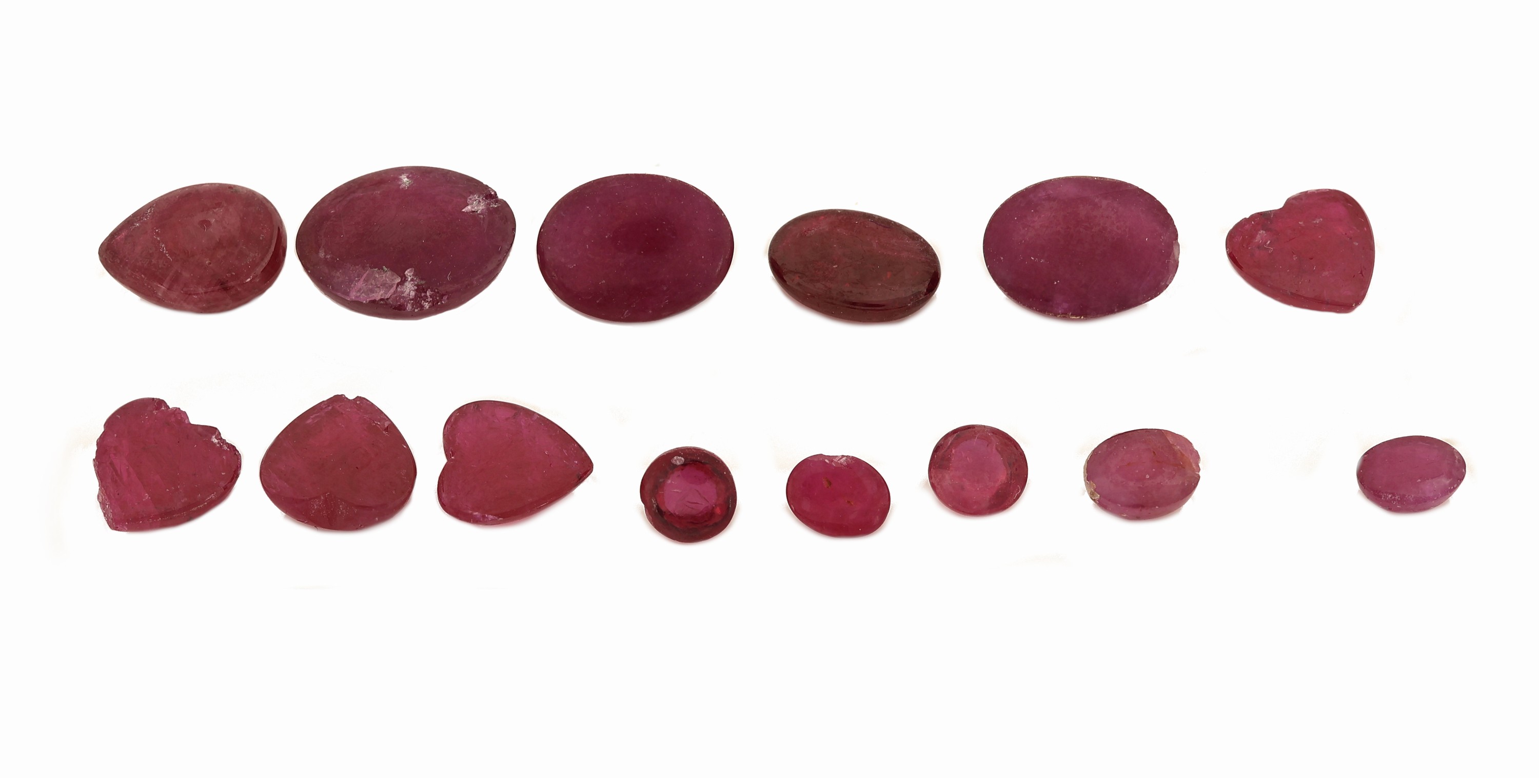 Detail a: Lot lose Rubincabochons zus. 14.88 ct, in versch. Größen, Formen und Farben, z.T. Ausfassware