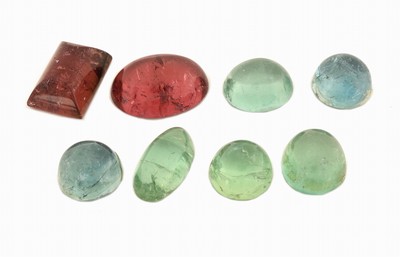 Image 26908630 - Lot 8 lose Turmalincabochons, zus. 85.68 ct, in versch. Formen, Farben und ...