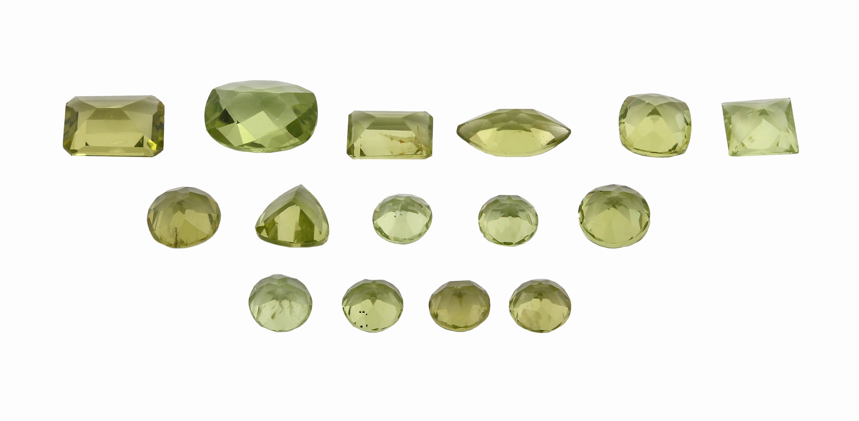 Detail a: Lot 15 lose facett. Peridots, zus. 8.08 ct, in versch. Schliffformen, Größen und Farbnuancen