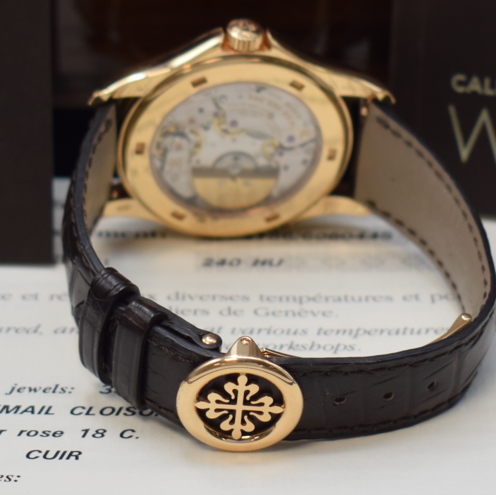 Detail b: PATEK PHILIPPE hochfeine und extrem seltene Herrenarmbanduhr "WORLD TIME" mit Cloisonné- Zifferblatt in Roségold 750/000 Referenz ...