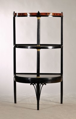 Image 26909077 - Etagere, Biedermeier, um 1830/40, Birnbaum schwarz lackiert, halbrunde Form, oberer ...