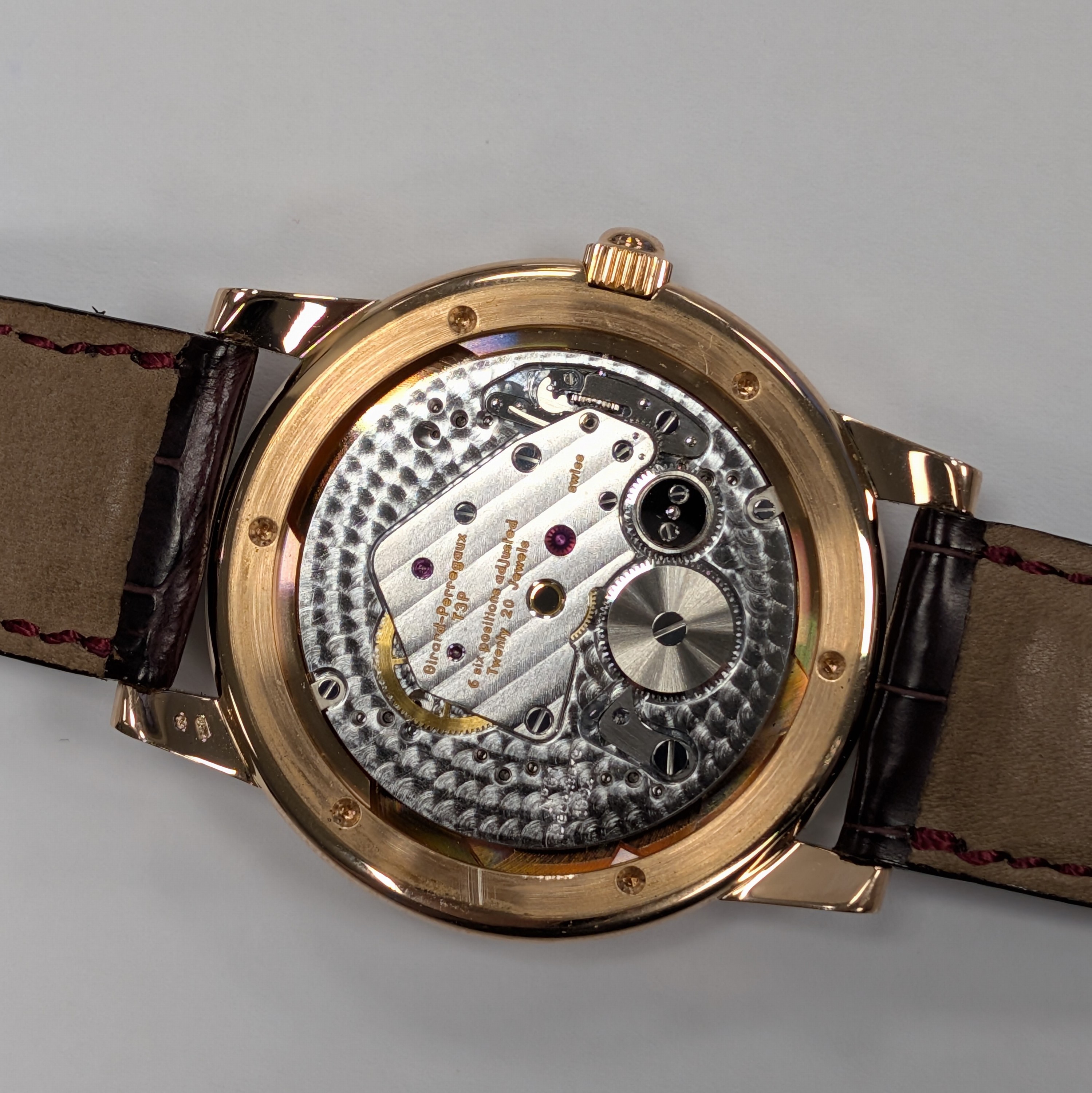 Detail g: GIRARD PERREGAUX hochfeines und extrem seltenes 3-Brücken Tourbillon Nr. 61 in RG 750/000, Handaufzug, Schweiz hergestellt 1993, 3-teil. Geh., Boden ...