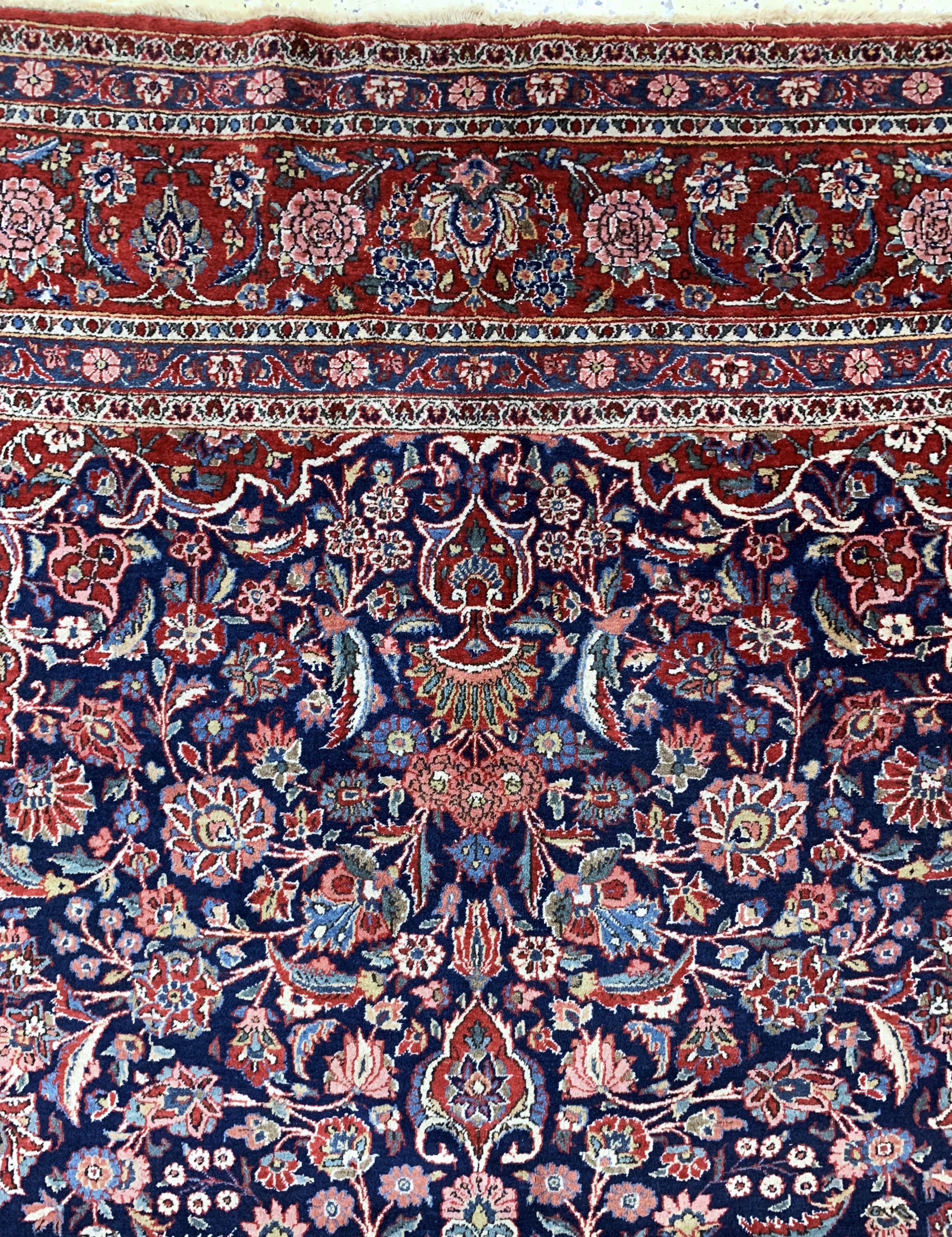 Detail e: Keschan alt, Persien, Anfang 20.Jhd, Wolle auf Baumwolle, ca. 385 x 285 cm, leichter Mottenfraß, EHZ: 3