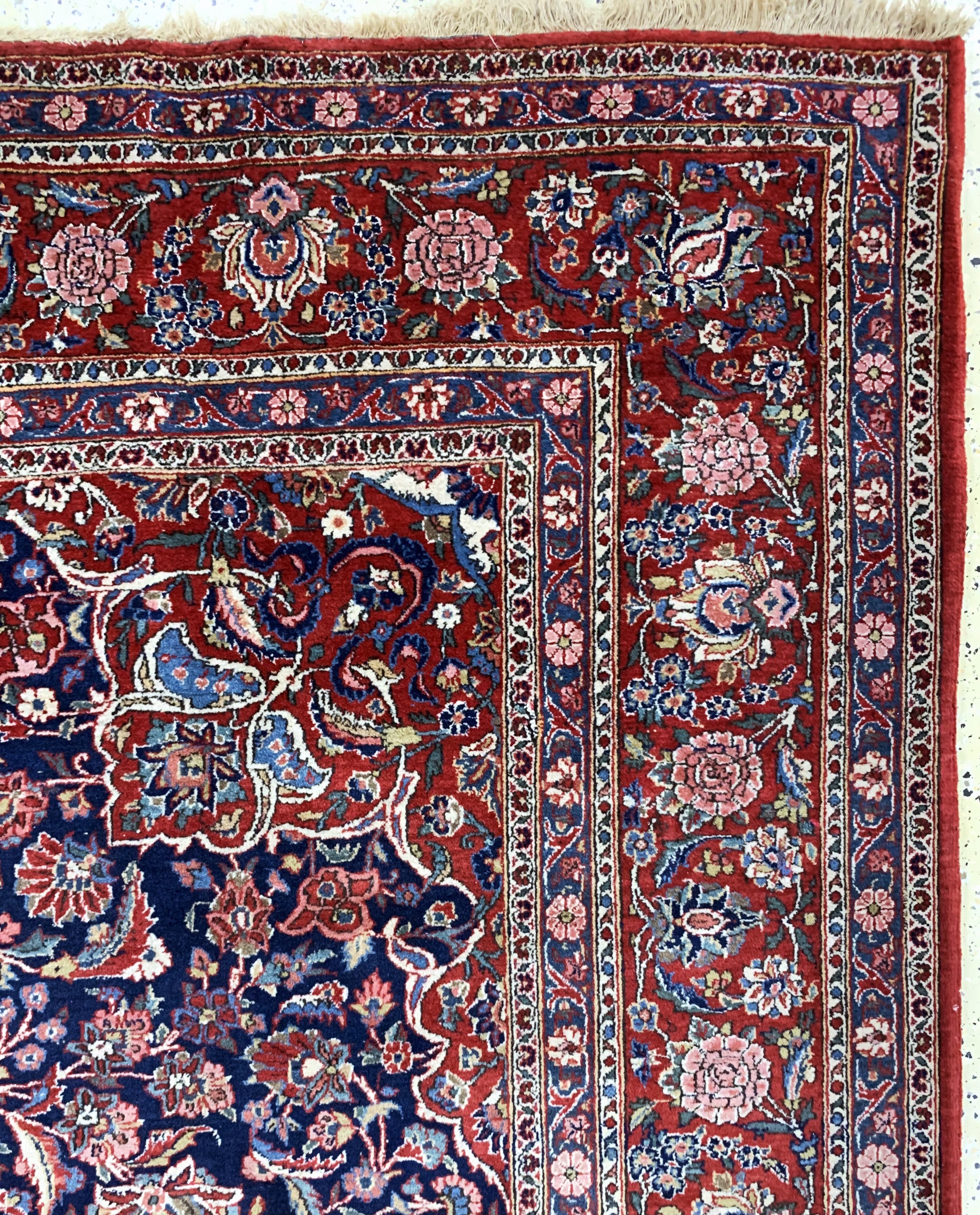 Detail f: Keschan alt, Persien, Anfang 20.Jhd, Wolle auf Baumwolle, ca. 385 x 285 cm, leichter Mottenfraß, EHZ: 3