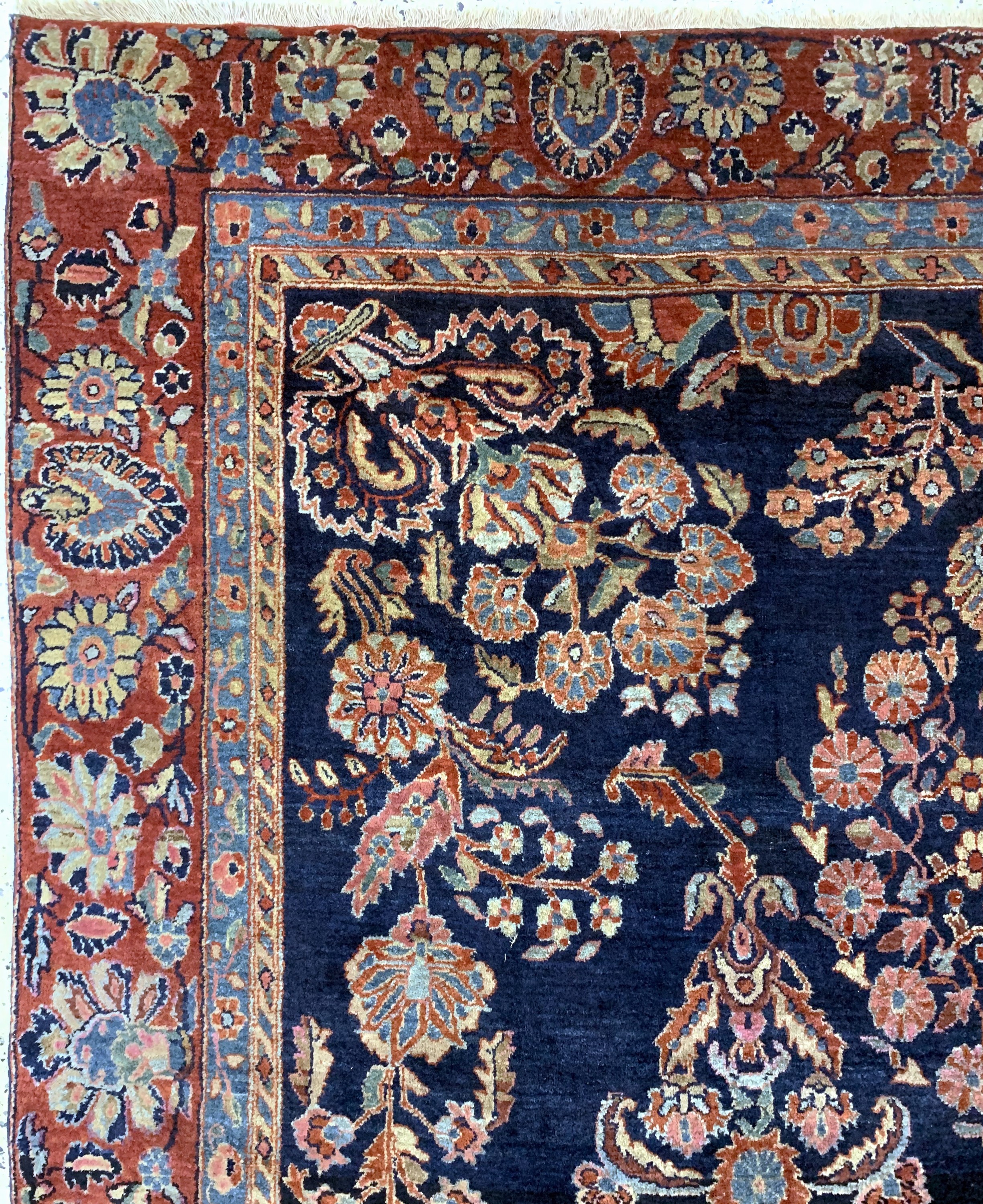 Detail d: Us Re-Import Sarogh antik, Persien, um 1900, Wolle auf Baumwolle, ca. 335 x 235 cm, EHZ: 3, (restaurierungen)