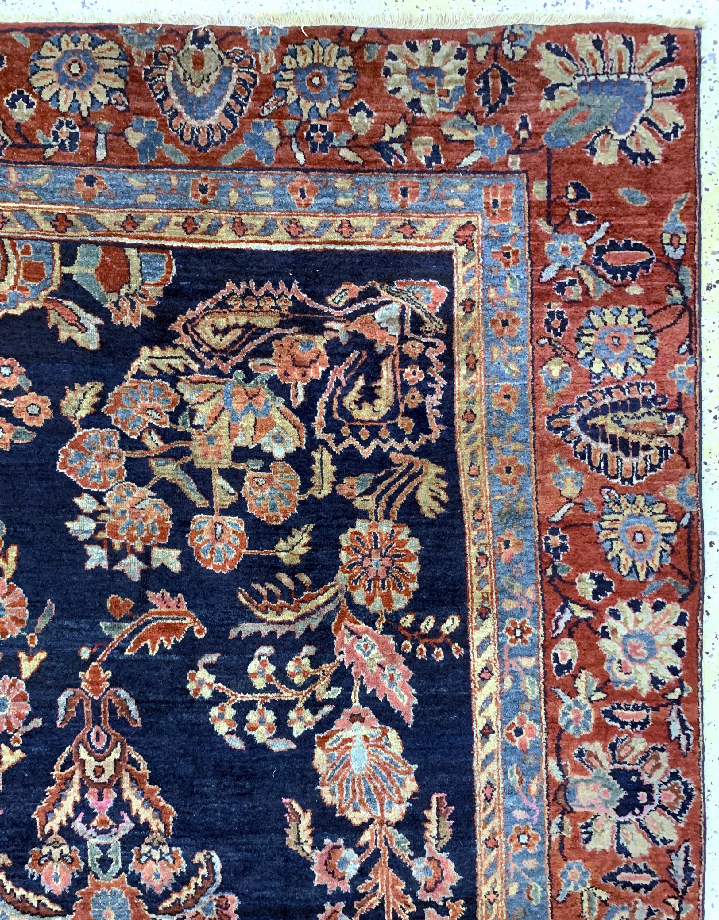 Detail e: Us Re-Import Sarogh antik, Persien, um 1900, Wolle auf Baumwolle, ca. 335 x 235 cm, EHZ: 3, (restaurierungen)
