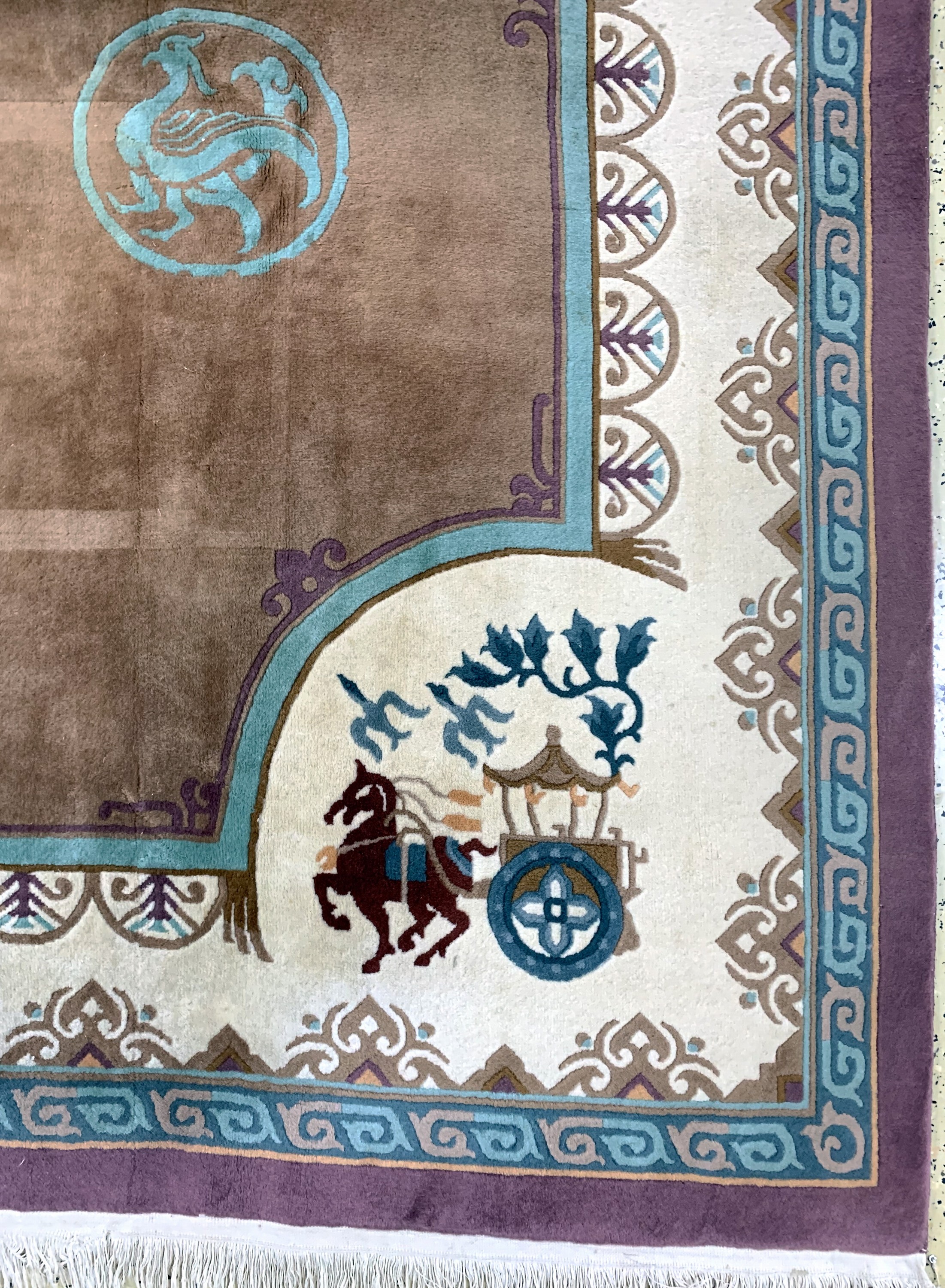 Detail a: Aubusson Teppich, China, Mitte 20.Jhd, Wolle auf Baumwolle, ca. 370 x 276 cm, EHZ: 2(fleckig)