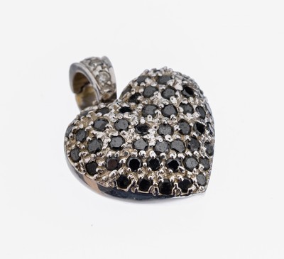 Image 18 kt Gold Diamant-Clipanhänger "Herz", WG 750/000, Herz mit schwarzen ...