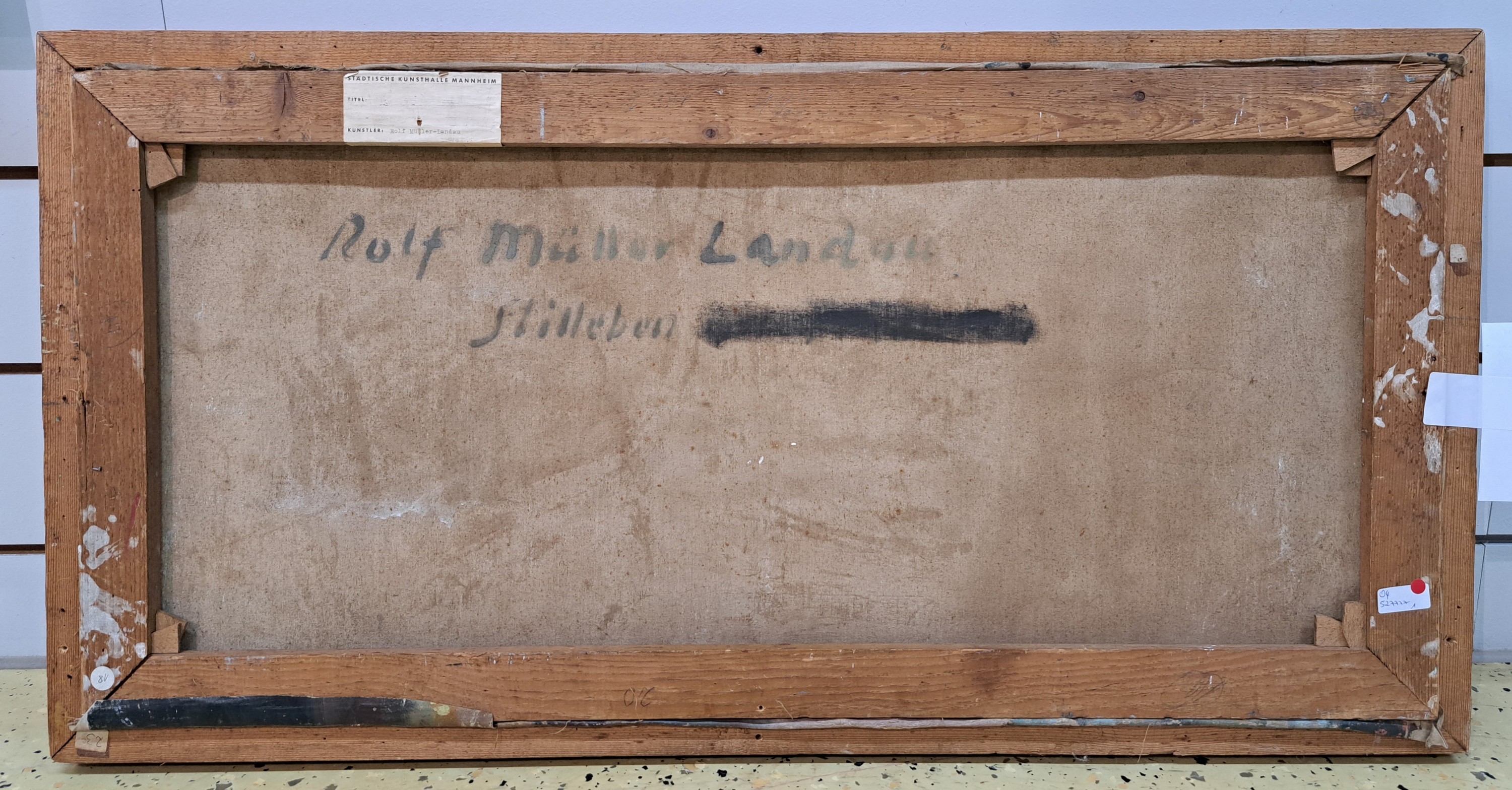 Detail a: Rolf-Müller- Landau, 1903-1956, Öl/Lwd, Abstrakte Komposition, zwischen 1949 und 1954, verso handsign., ca. 44,5x92 cm, Rahmengr. 50x97,5 cm , Auf ...