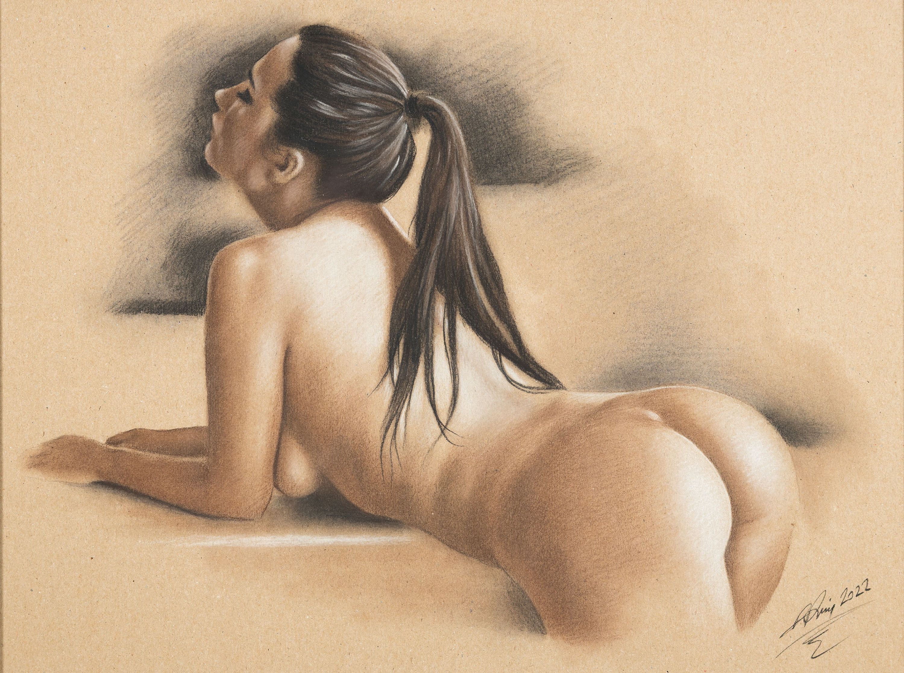 Detail b: Deniz Prenzel, geb. 1971, Konvolut aus 4 Werken, Akt-Pastell, je handsign., dat. , je unter Glas, je ca. 43x44 cm