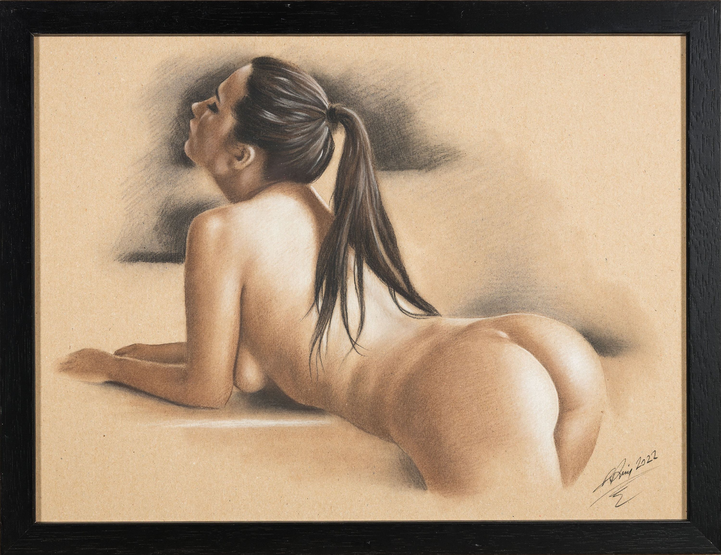 Detail m: Deniz Prenzel, geb. 1971, Konvolut aus 4 Werken, Akt-Pastell, je handsign., dat. , je unter Glas, je ca. 43x44 cm