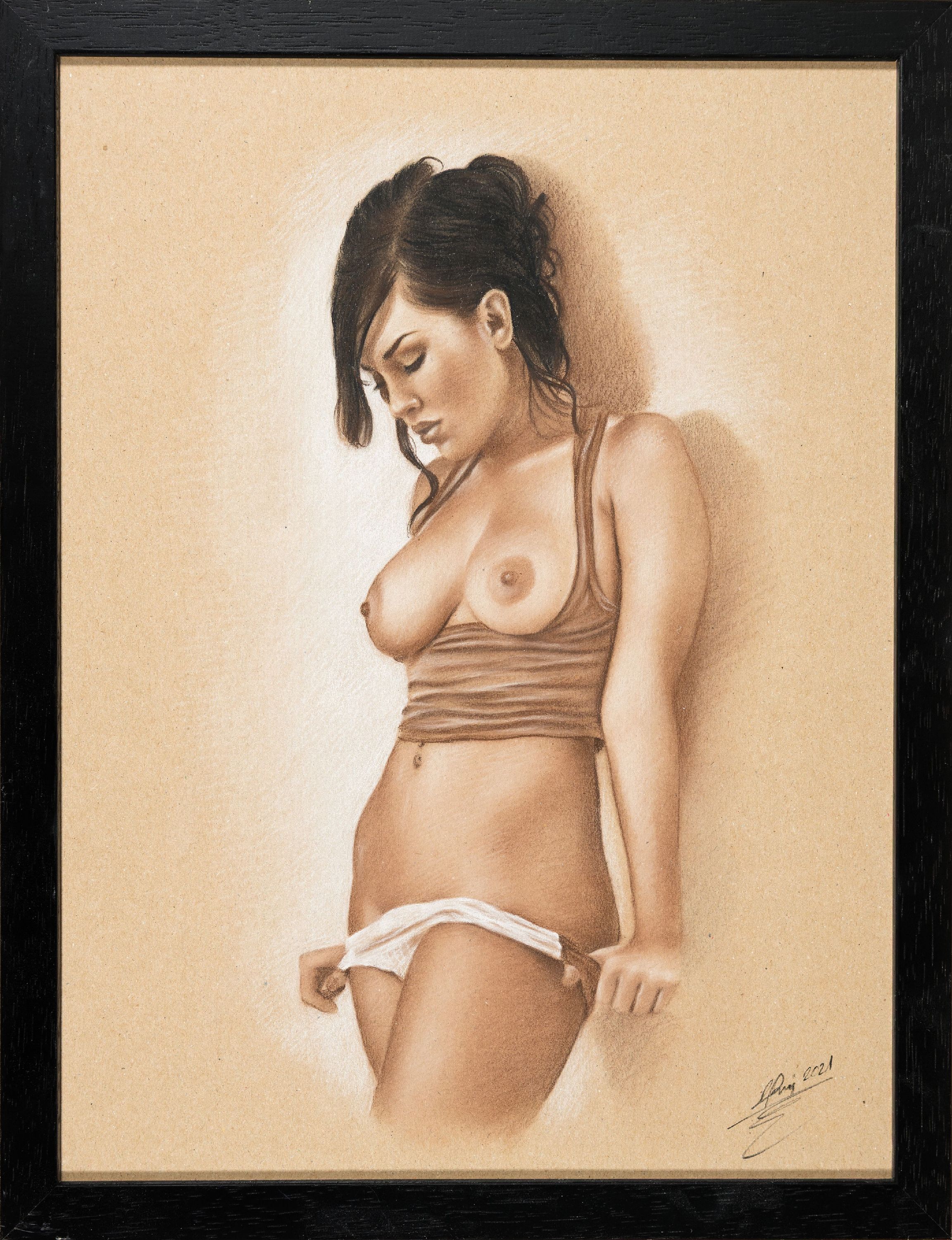 Detail n: Deniz Prenzel, geb. 1971, Konvolut aus 4 Werken, Akt-Pastell, je handsign., dat. , je unter Glas, je ca. 43x44 cm