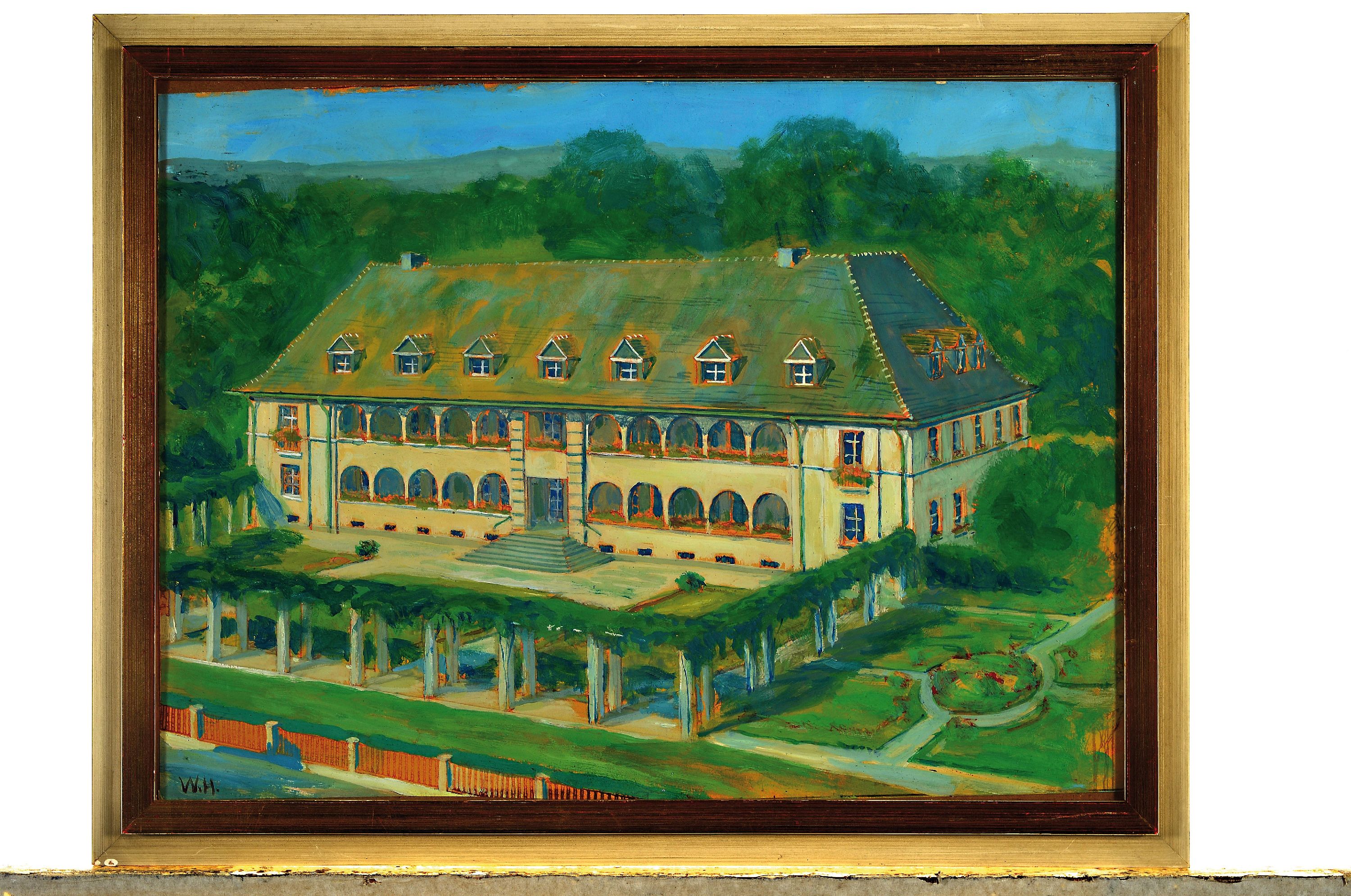 Detail k: Willibald Hamburger, 1884 Gronau-1965, Das Feierabendhaus der Diakonie Bad Kreuznach,Gouache auf Papier, links unten monogr., ca. 30x40cm, u.Gl., R. ...