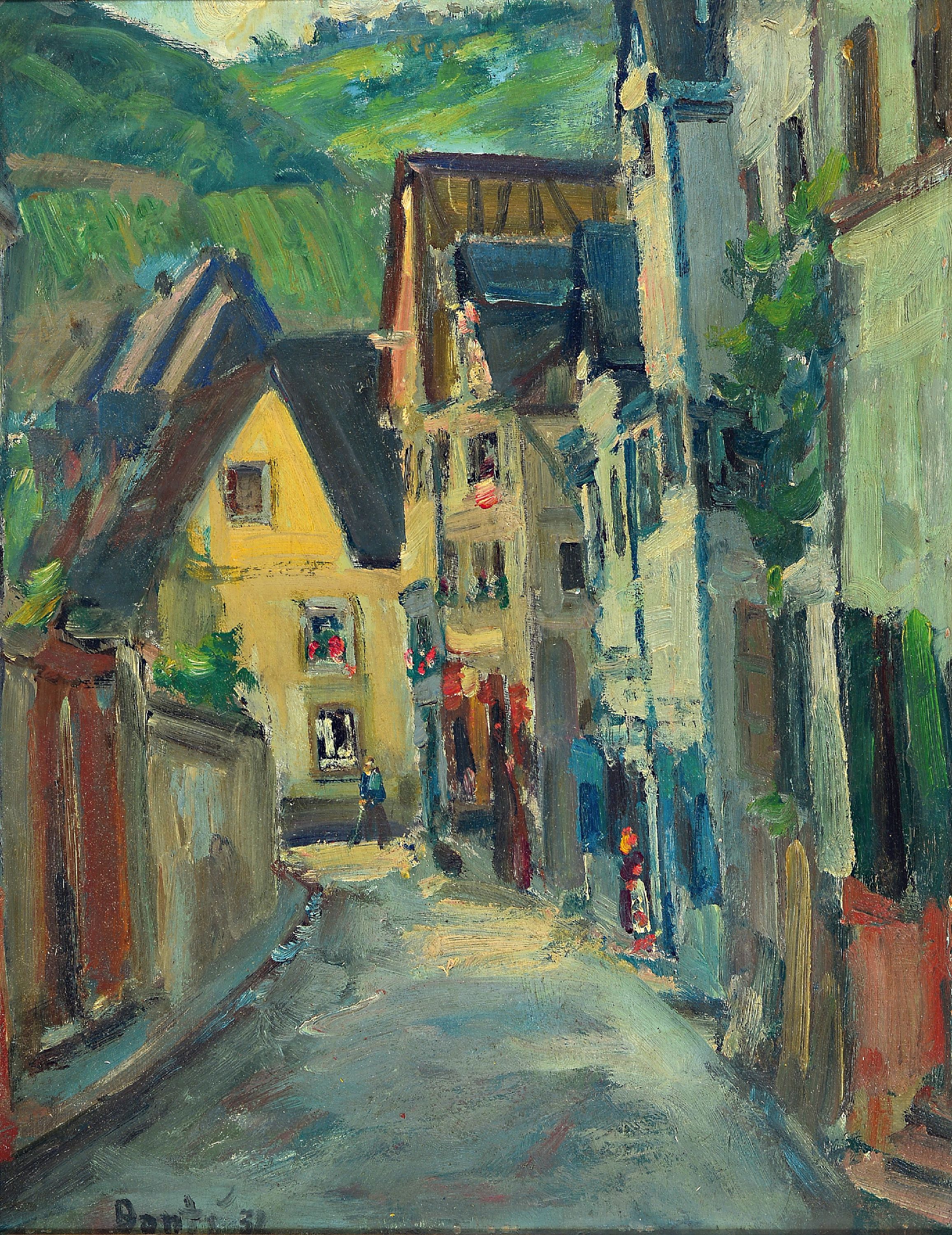 Arthur Alexander Bante, 1887 Düsseldorf-1951, Alte Gasse in Treis Mosel, Öl/Malkarton, links unten sign. und dat. 32, ca. 50x40cm, R. ca. 55x45cm