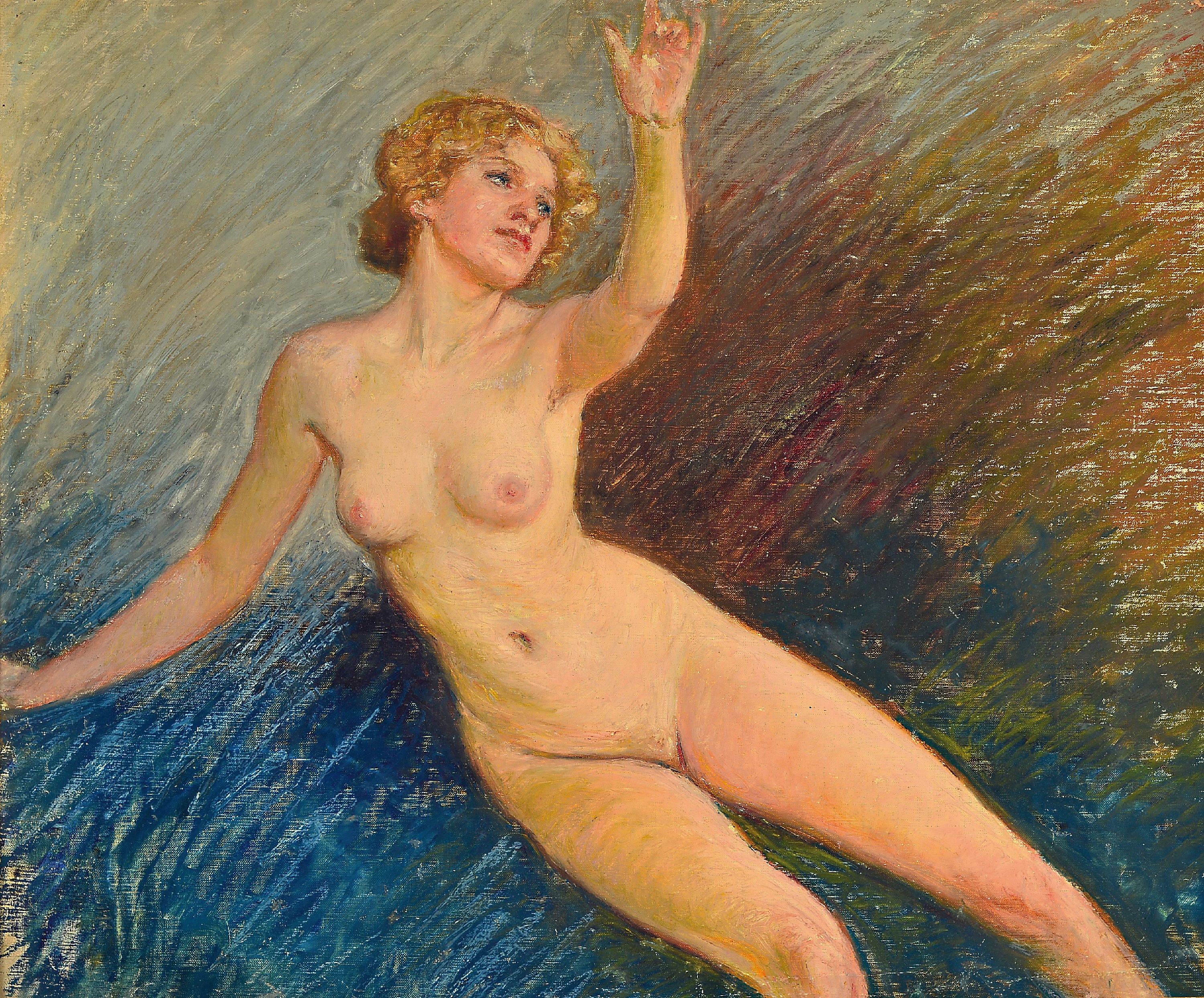 Hans Deiters, 1868 Düsseldorf-1922 München, weiblicher Akt, Mischechnik auf Malkarton, verso Nachlaßstempel, ca. 47x57cm, u.Gl., R. ca. 56x66cm