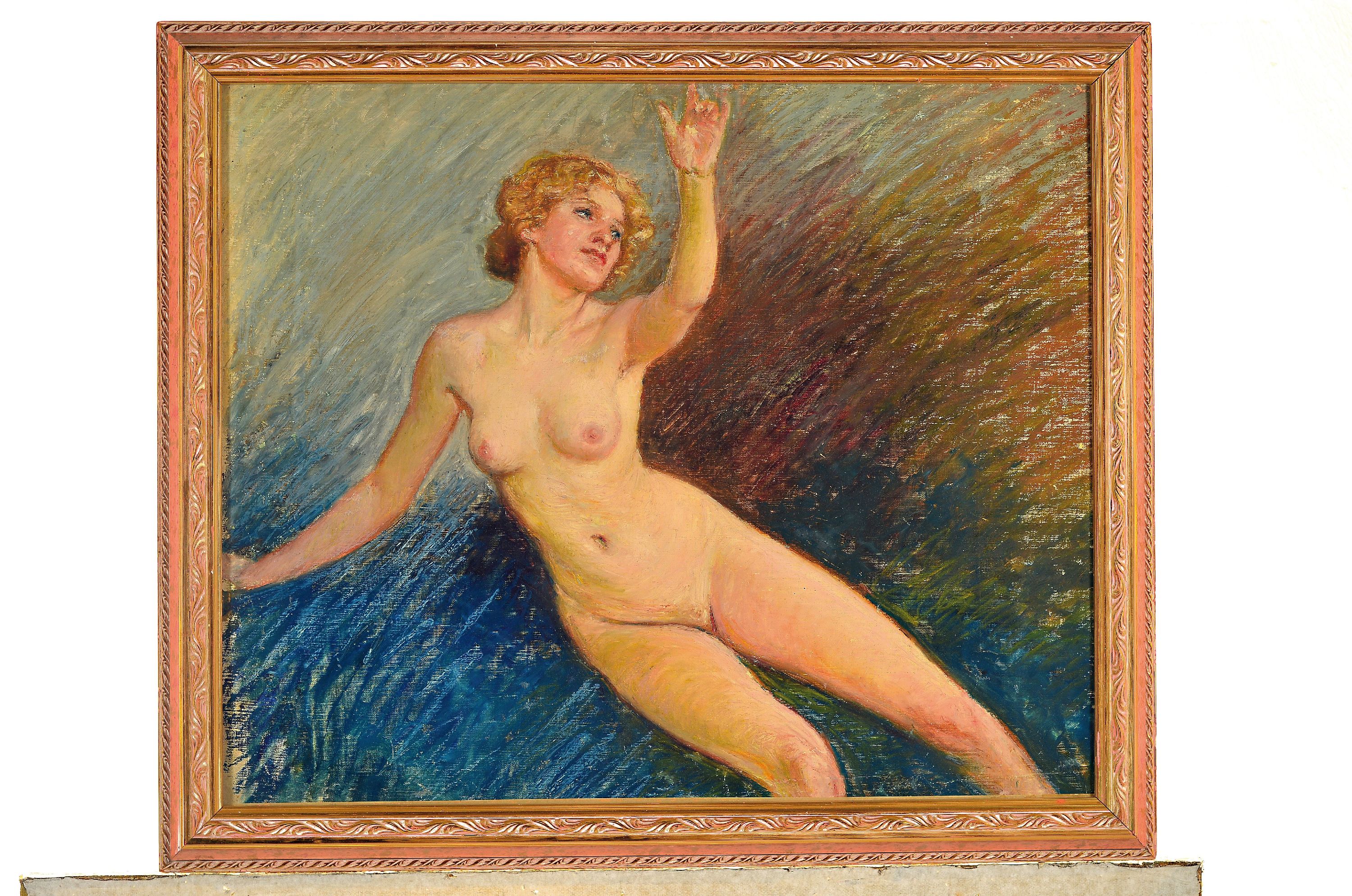 Detail k: Hans Deiters, 1868 Düsseldorf-1922 München, weiblicher Akt, Mischechnik auf Malkarton, verso Nachlaßstempel, ca. 47x57cm, u.Gl., R. ca. 56x66cm