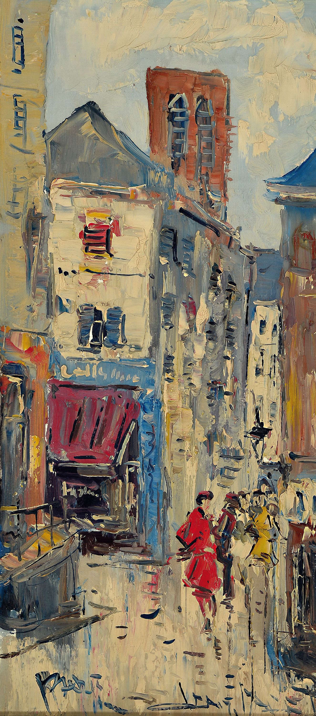 Walter Prescher van Ed, 1916 Dresden-1988 Ottendorf, Ansicht aus Paris, Öl/LWd, rechts unten sign., ca. 70x32cm, R. ca. 79x 41cm