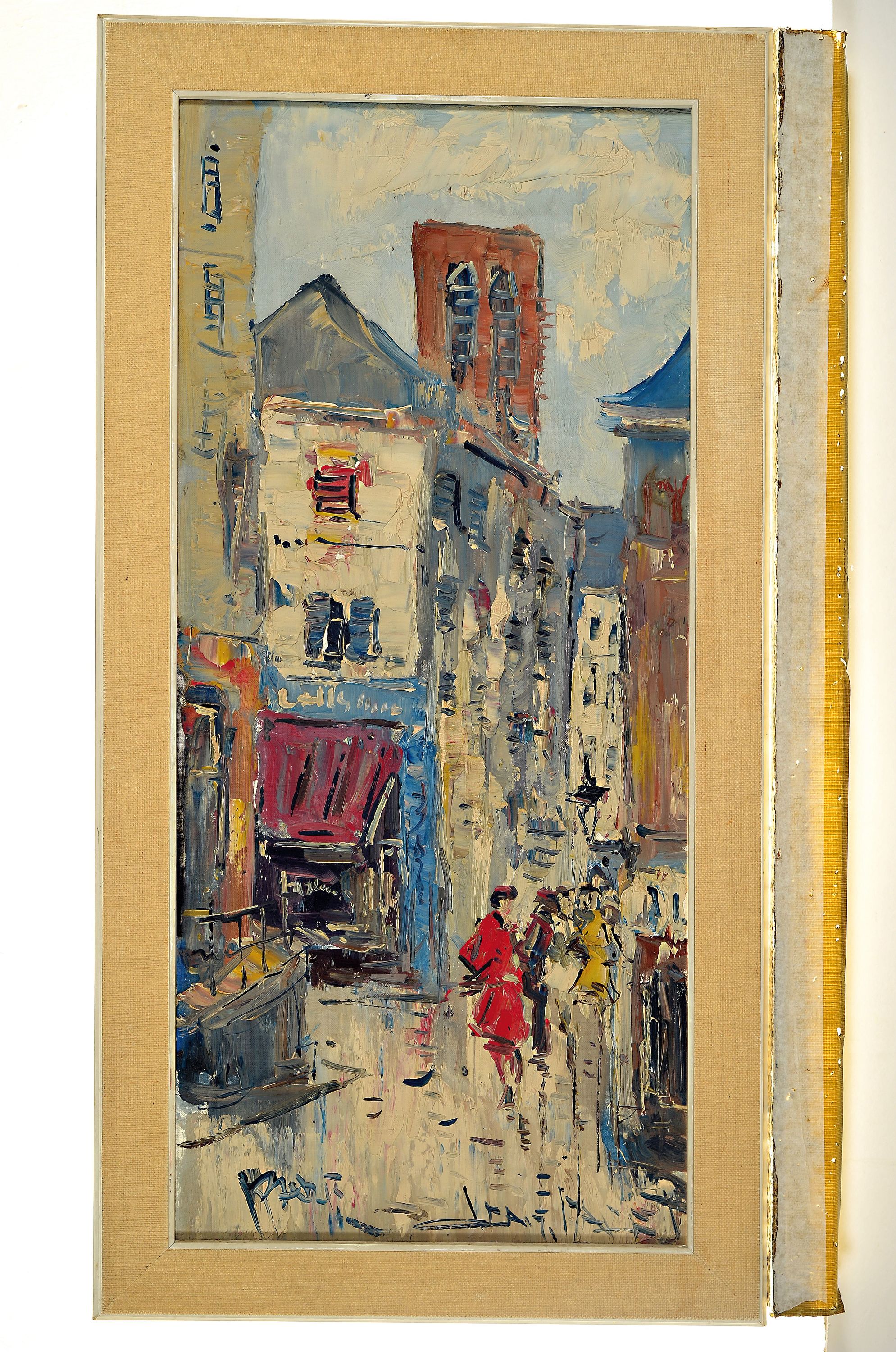 Detail k: Walter Prescher van Ed, 1916 Dresden-1988 Ottendorf, Ansicht aus Paris, Öl/LWd, rechts unten sign., ca. 70x32cm, R. ca. 79x 41cm