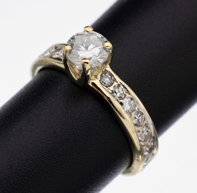 Image 26910366 - 14 kt gold diamond-ring , YG 585/000, brilliant approx. 0.61 ct Wesselton/si2, ring ...