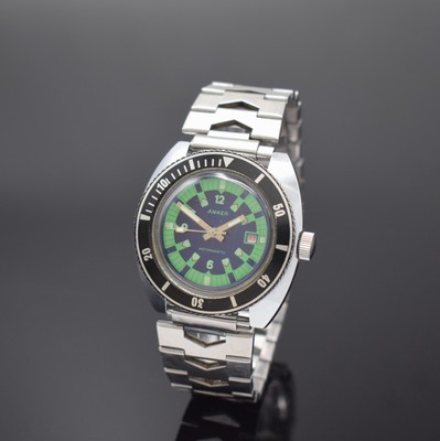 Image ANKER Herrenarmbanduhr im Taucherdesign, Deutschland um 1970, Handaufzug, verchr. Geh. ...