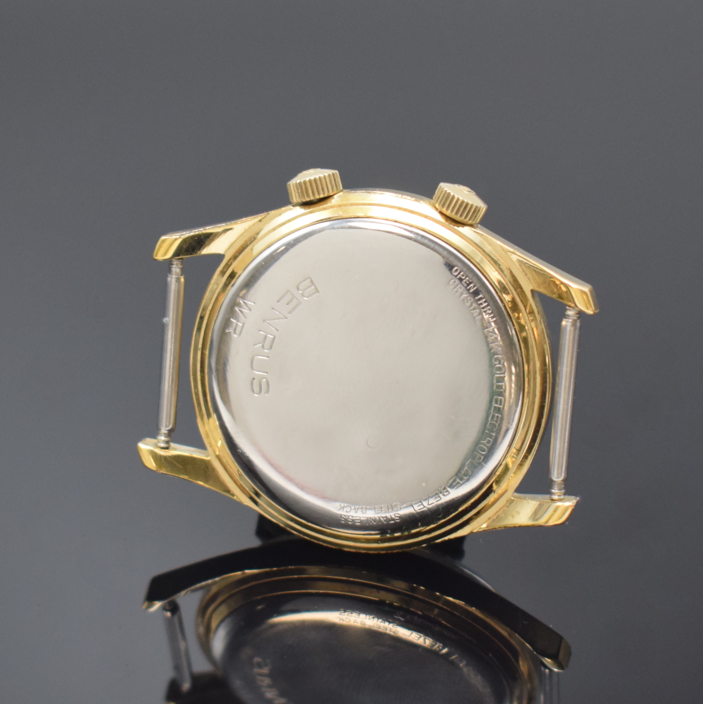 Detail e: BENRUS / KIENZLE / LACO 3 vergoldete Armbanduhren, Schweiz um 1950-1960, Handaufzug/Automatik, Stahlböden aufgedr. u. verschr., 1x Wecker, silb. ...
