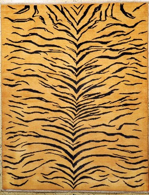 Image Sigler"Tigerfell-Motiv", Neu, Wolle auf Baumwolle, ca. 192 x 150 cm ...
