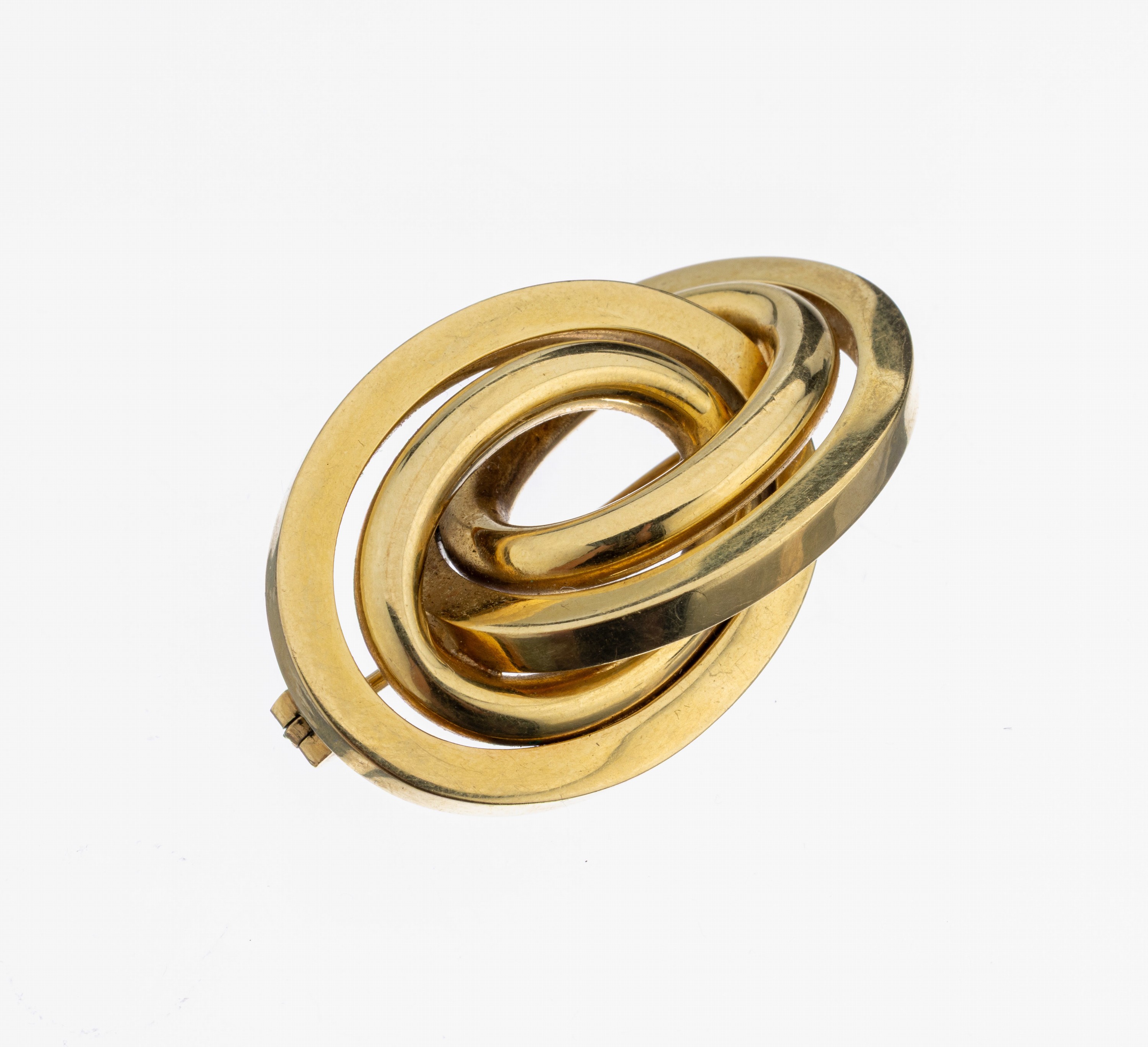 14 kt Gold Brosche, GG 585/000, ineinander verschlungene Ovale, ca. 3.8 x 2.4 cm, ca. 9.0 g
