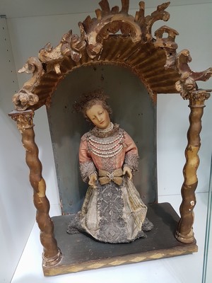 26910792a - Fatschenkind, süddeutsch, 19. Jh., dazu Eingericht, altersbedingt besch.