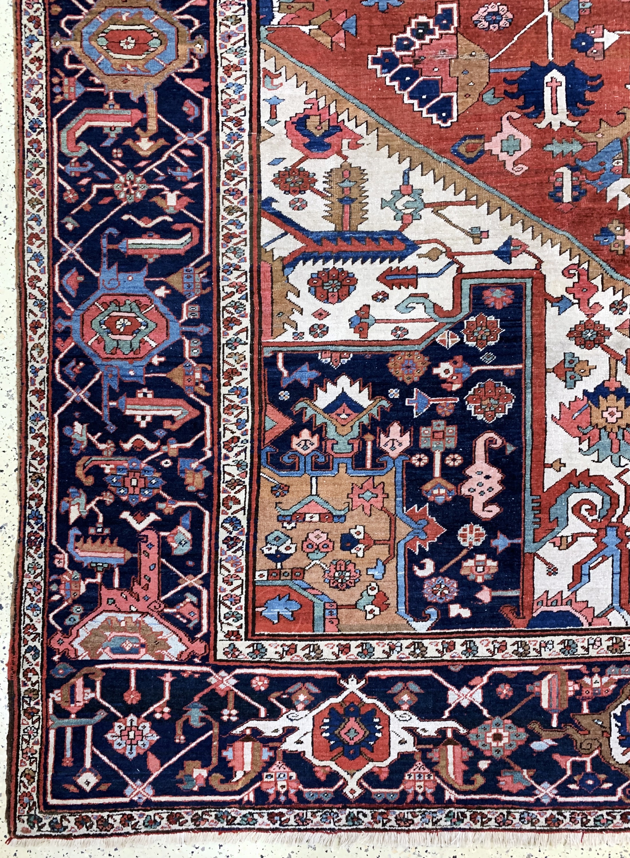 Detail b: Heriz"Palastteppich"antik, Persien, um 1900, Wolle auf Baumwolle, ca. 610 x 405 cm, EHZ: 2-3, (kleine alte restaurierungen).