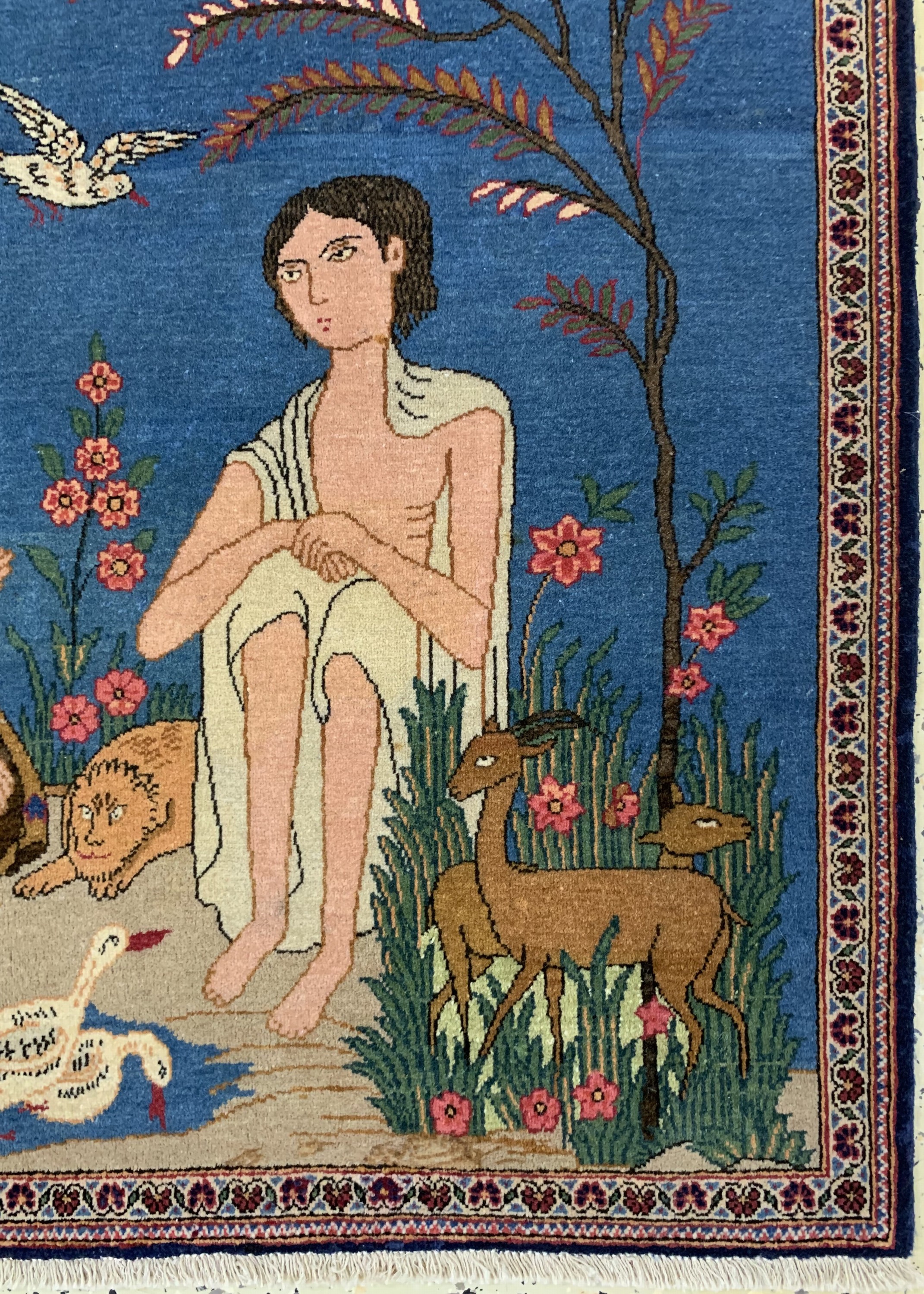 Detail a: Keschan Kork wohl"Dabir", Persien, Anfang 20.Jhd, Korkwolle auf Baumwolle, ca. 86 x 112 cm, gereinigt, EHZ: 2