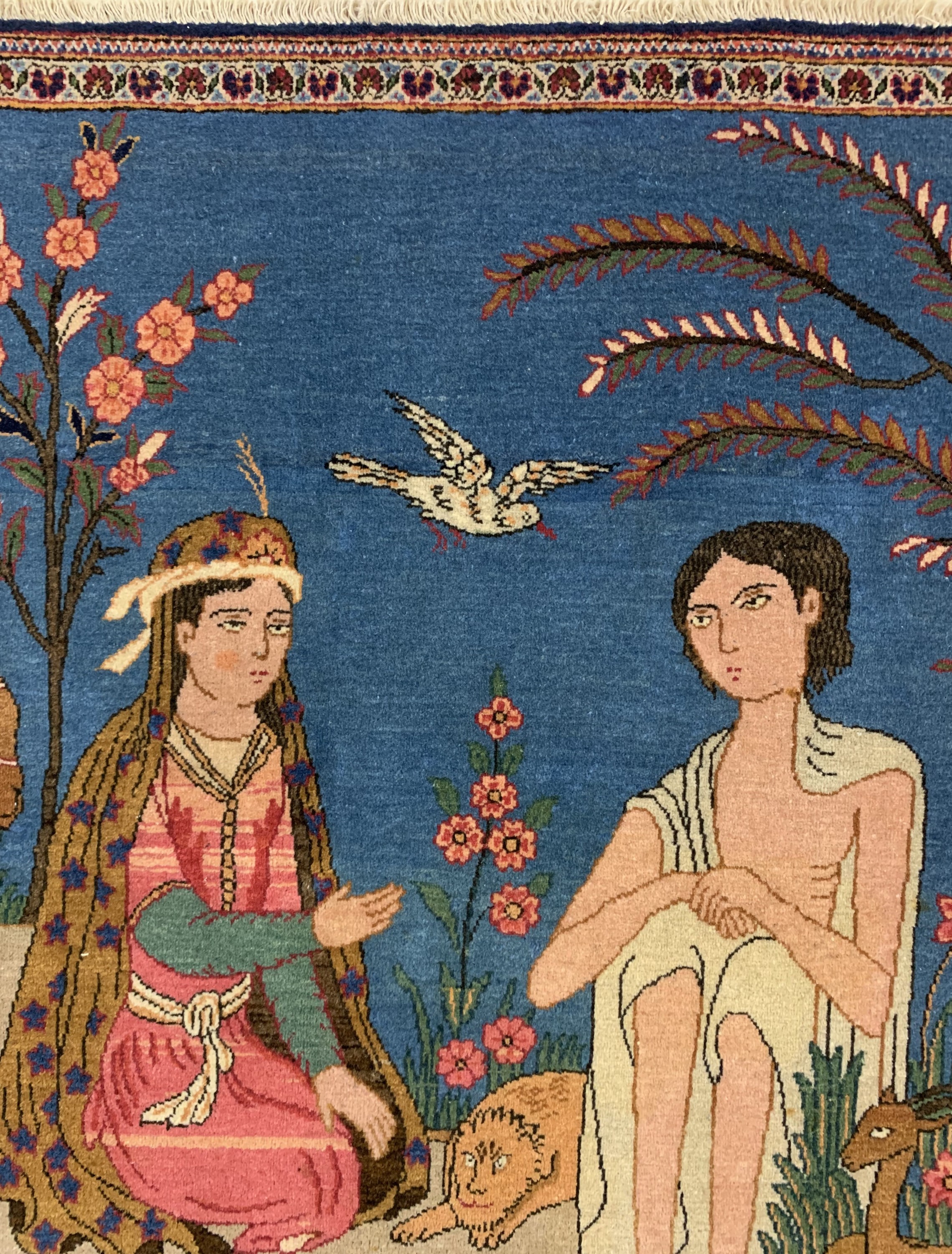 Detail c: Keschan Kork wohl"Dabir", Persien, Anfang 20.Jhd, Korkwolle auf Baumwolle, ca. 86 x 112 cm, gereinigt, EHZ: 2