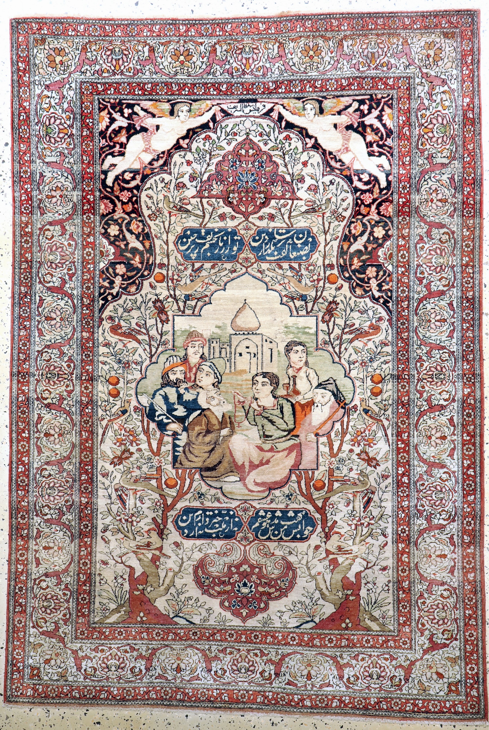 Esfahan"Ahmad"fein antik, Persien, um 1900,Korkwolle auf Baumwolle, ca. 192 x 133 cm, (Auftragarbeit), fachkundig gereinigt, EHZ: 2