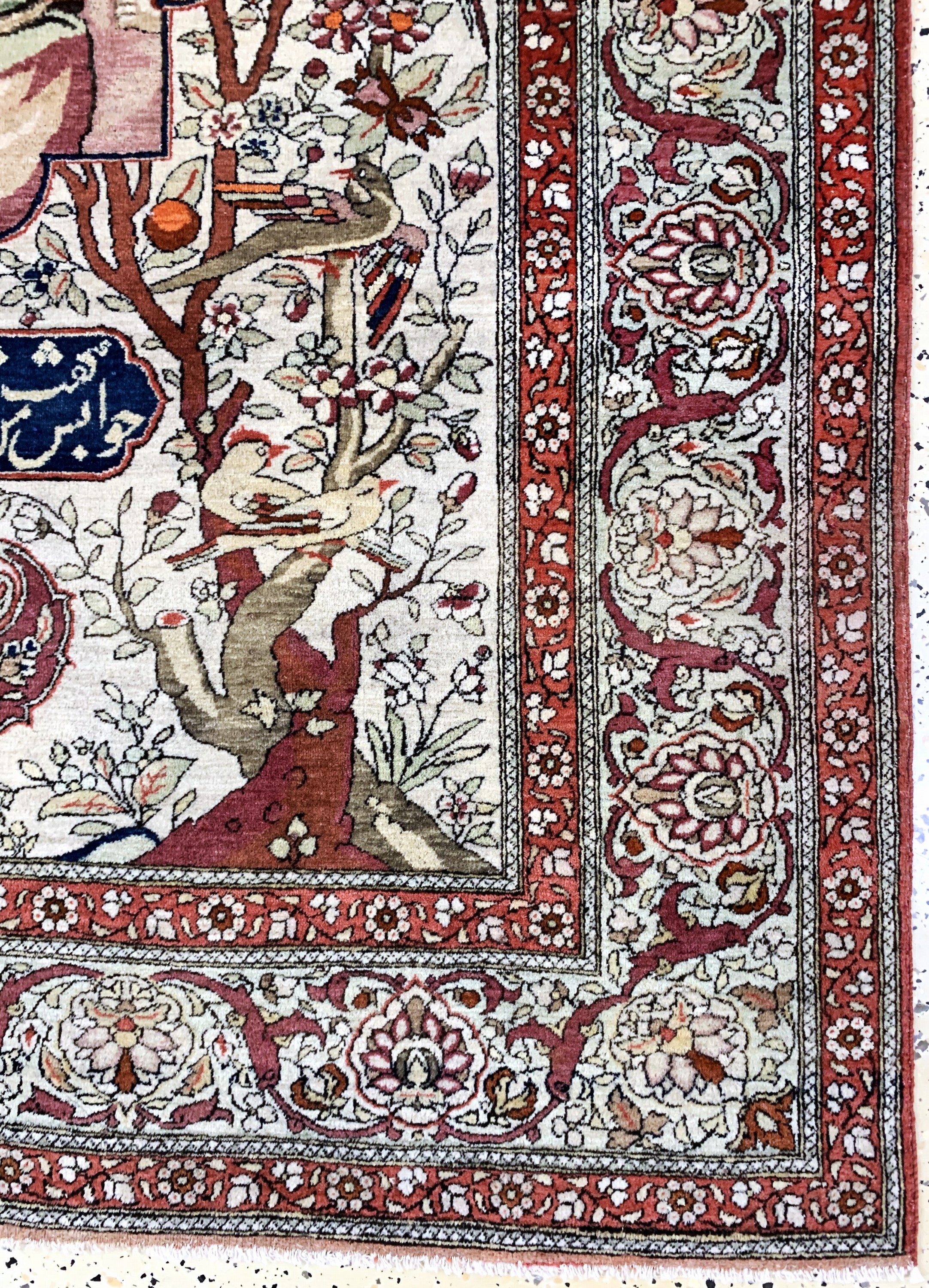 Detail a: Esfahan"Ahmad"fein antik, Persien, um 1900,Korkwolle auf Baumwolle, ca. 192 x 133 cm, (Auftragarbeit), fachkundig gereinigt, EHZ: 2