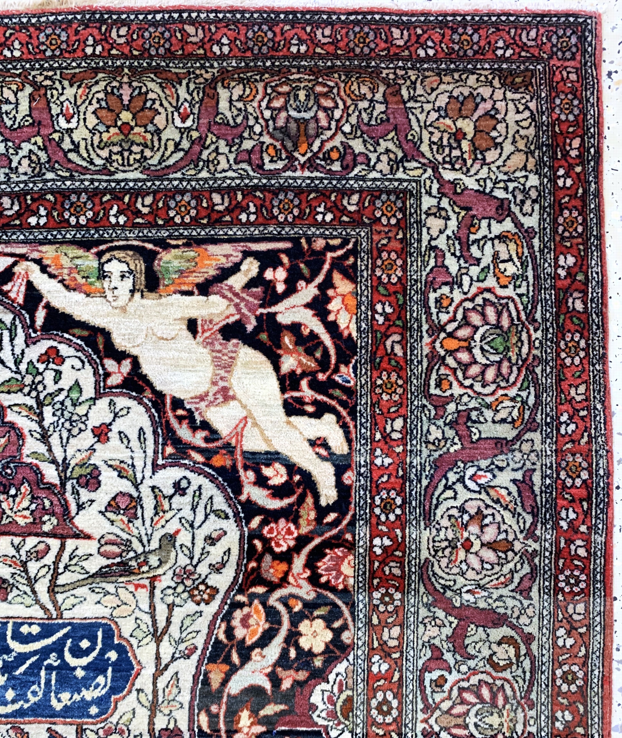 Detail f: Esfahan"Ahmad"fein antik, Persien, um 1900,Korkwolle auf Baumwolle, ca. 192 x 133 cm, (Auftragarbeit), fachkundig gereinigt, EHZ: 2