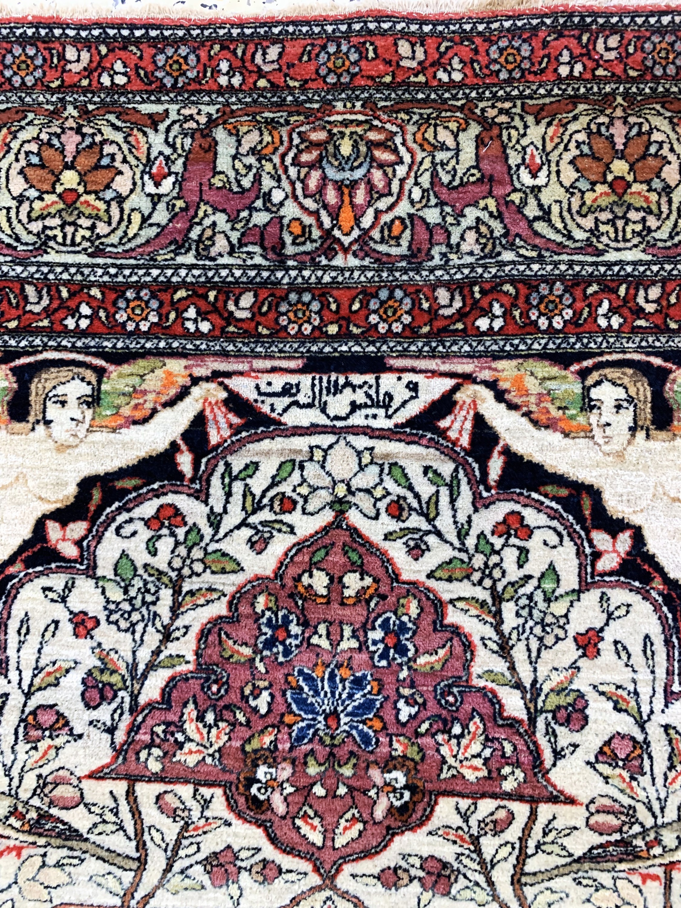 Detail g: Esfahan"Ahmad"fein antik, Persien, um 1900,Korkwolle auf Baumwolle, ca. 192 x 133 cm, (Auftragarbeit), fachkundig gereinigt, EHZ: 2