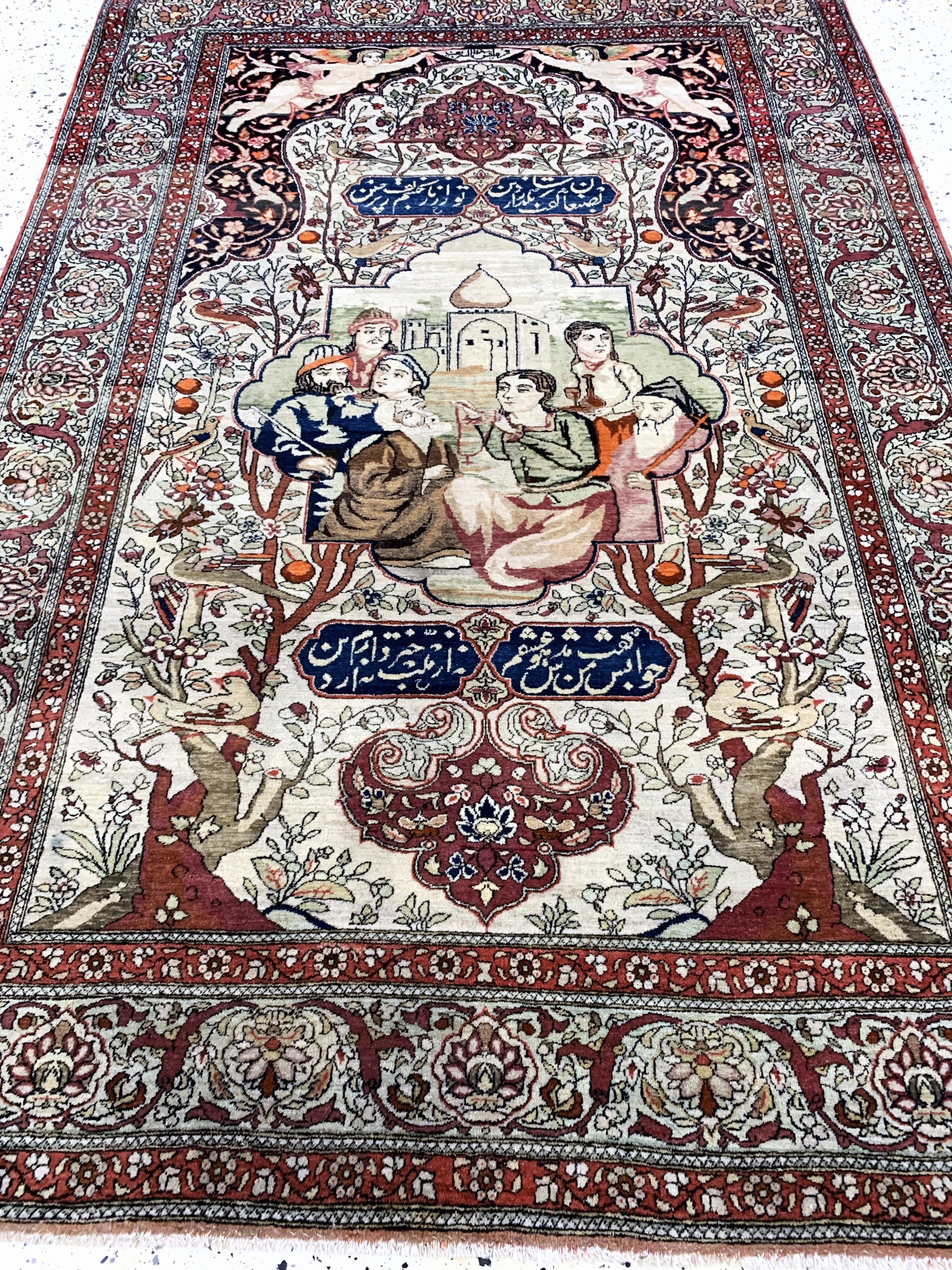 Detail h: Esfahan"Ahmad"fein antik, Persien, um 1900,Korkwolle auf Baumwolle, ca. 192 x 133 cm, (Auftragarbeit), fachkundig gereinigt, EHZ: 2