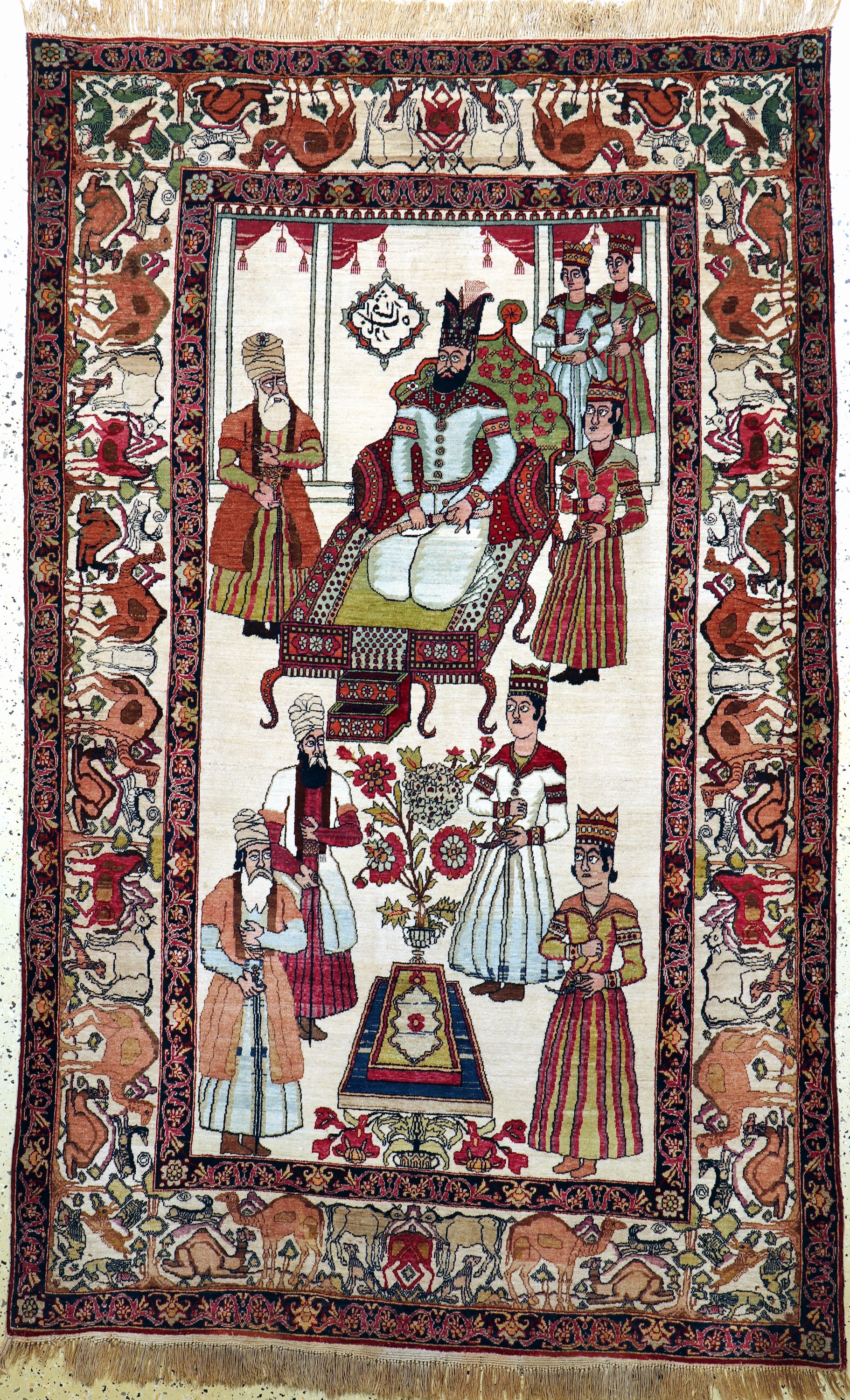 Kerman antik Persien, "Nader Shah Afshar", 19.Jhd, Wolle auf Baumwolle, ca. 225 x 144 cm,EHZ: 2