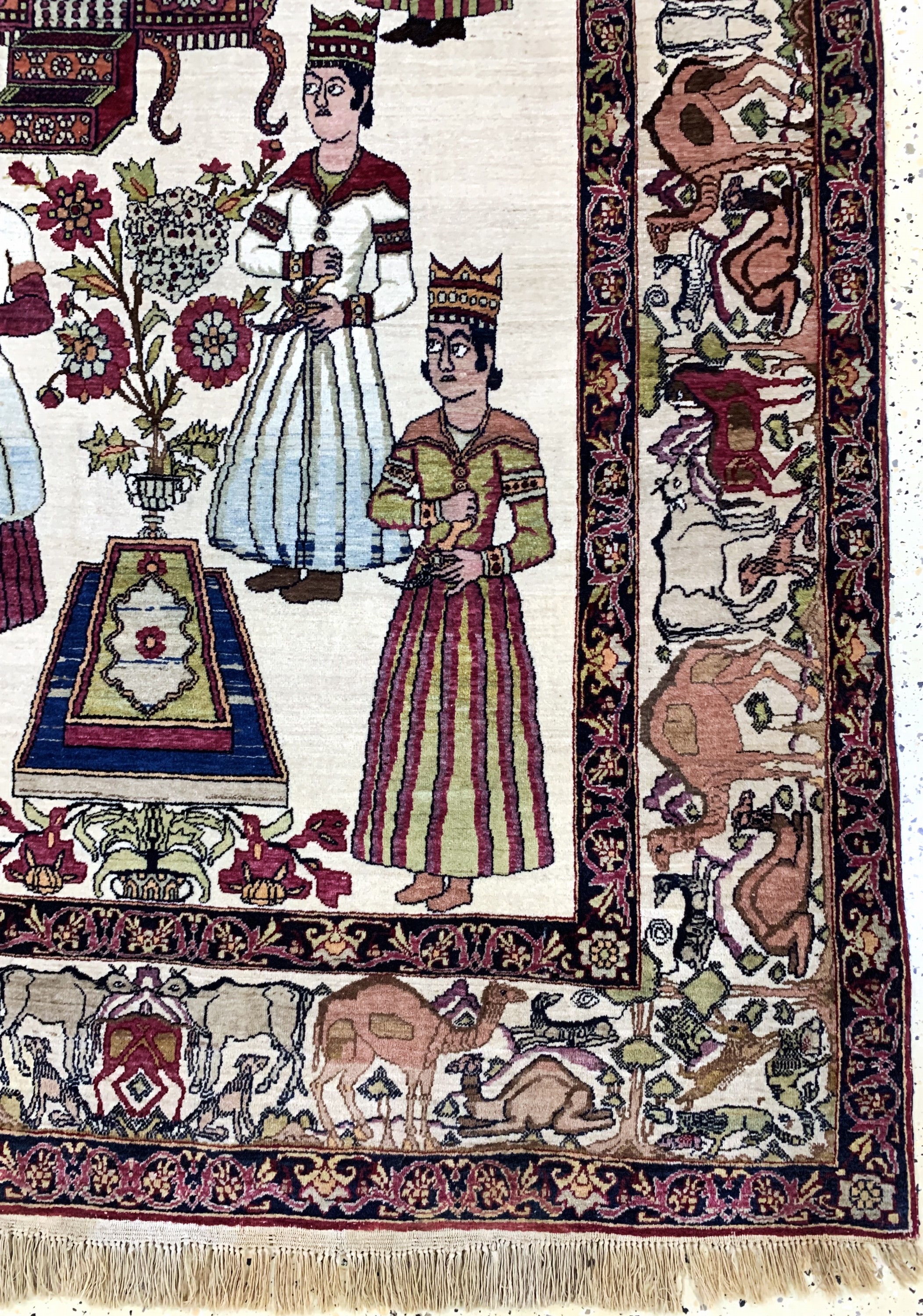 Detail a: Kerman antik Persien, "Nader Shah Afshar", 19.Jhd, Wolle auf Baumwolle, ca. 225 x 144 cm,EHZ: 2